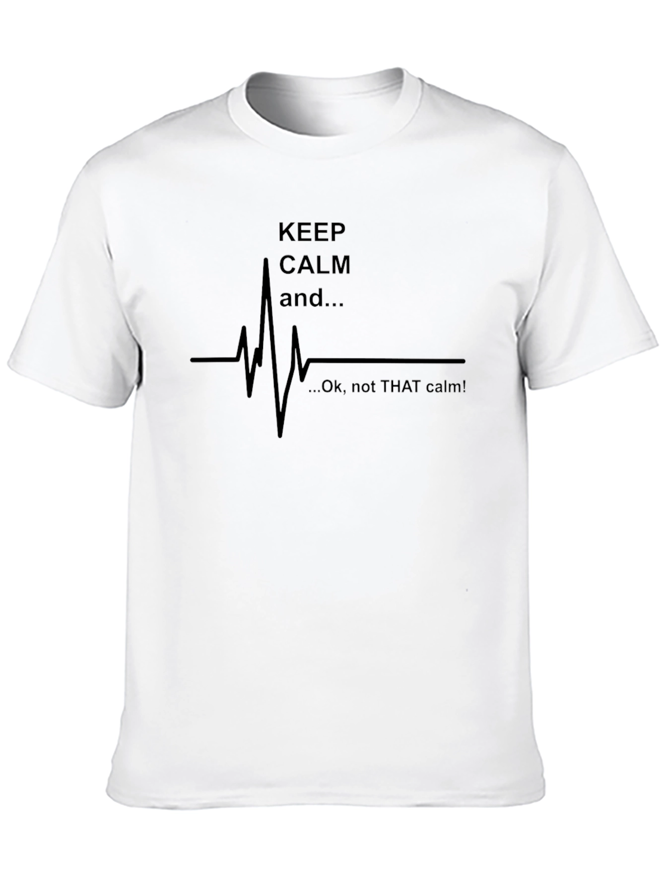 Black Keep Calm Heartbeat Graphic Tee - Unique Men's T-Shirt view 10