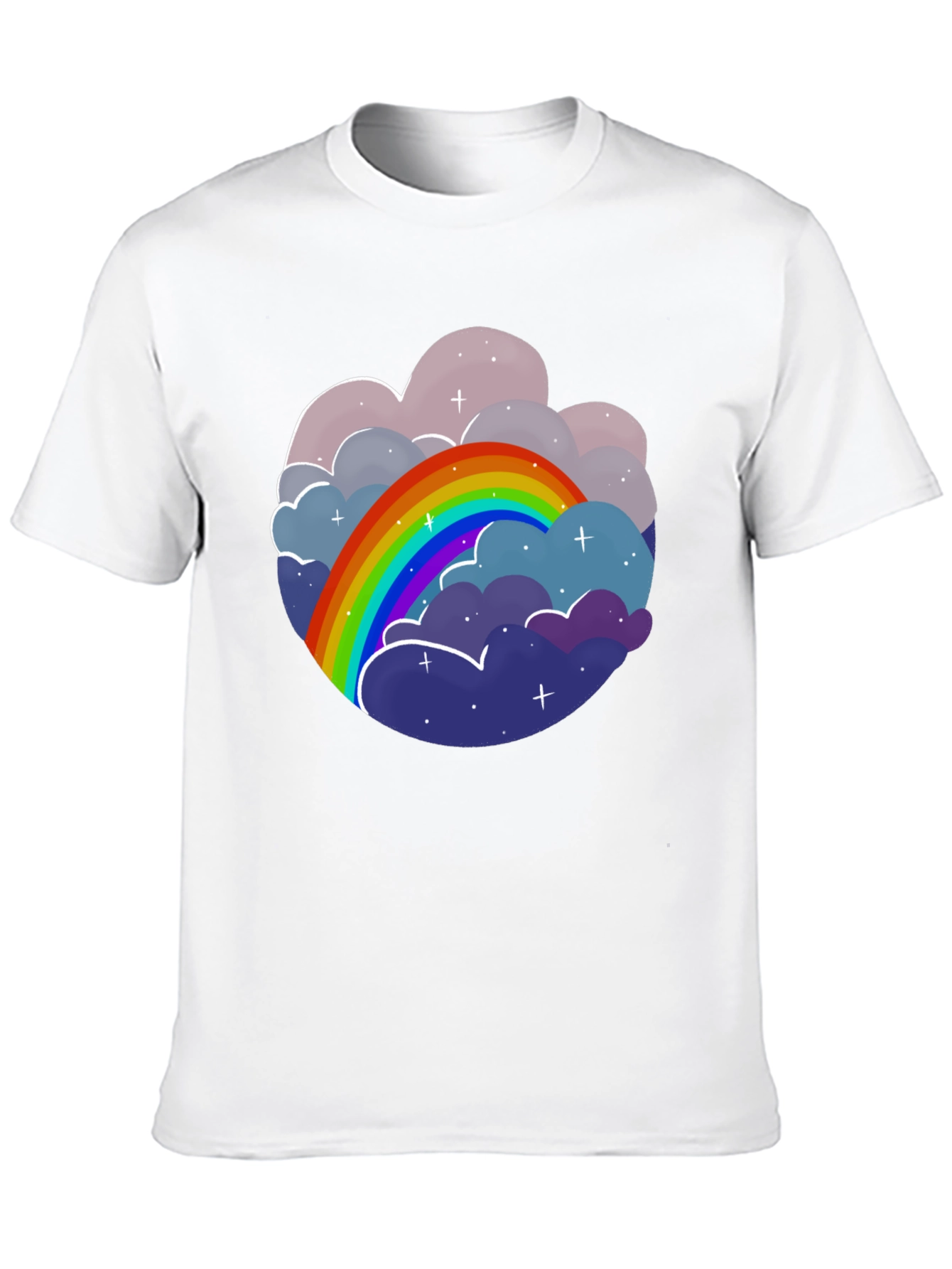 Black Rainbow Cloud Graphic Tee - Unisex Cotton T-Shirt view 10