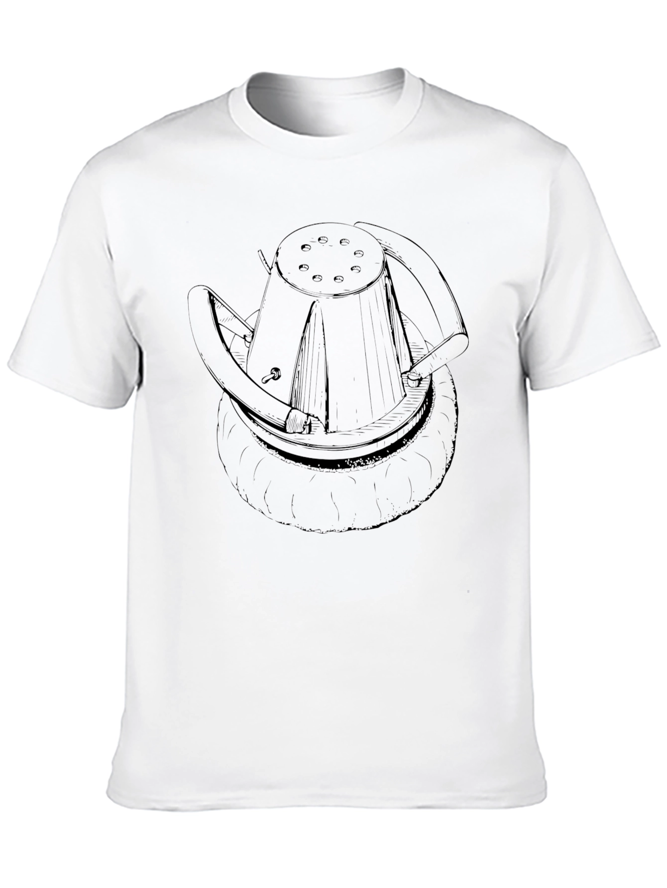 Black Unique Black T-Shirt with Abstract Hat Design view 10