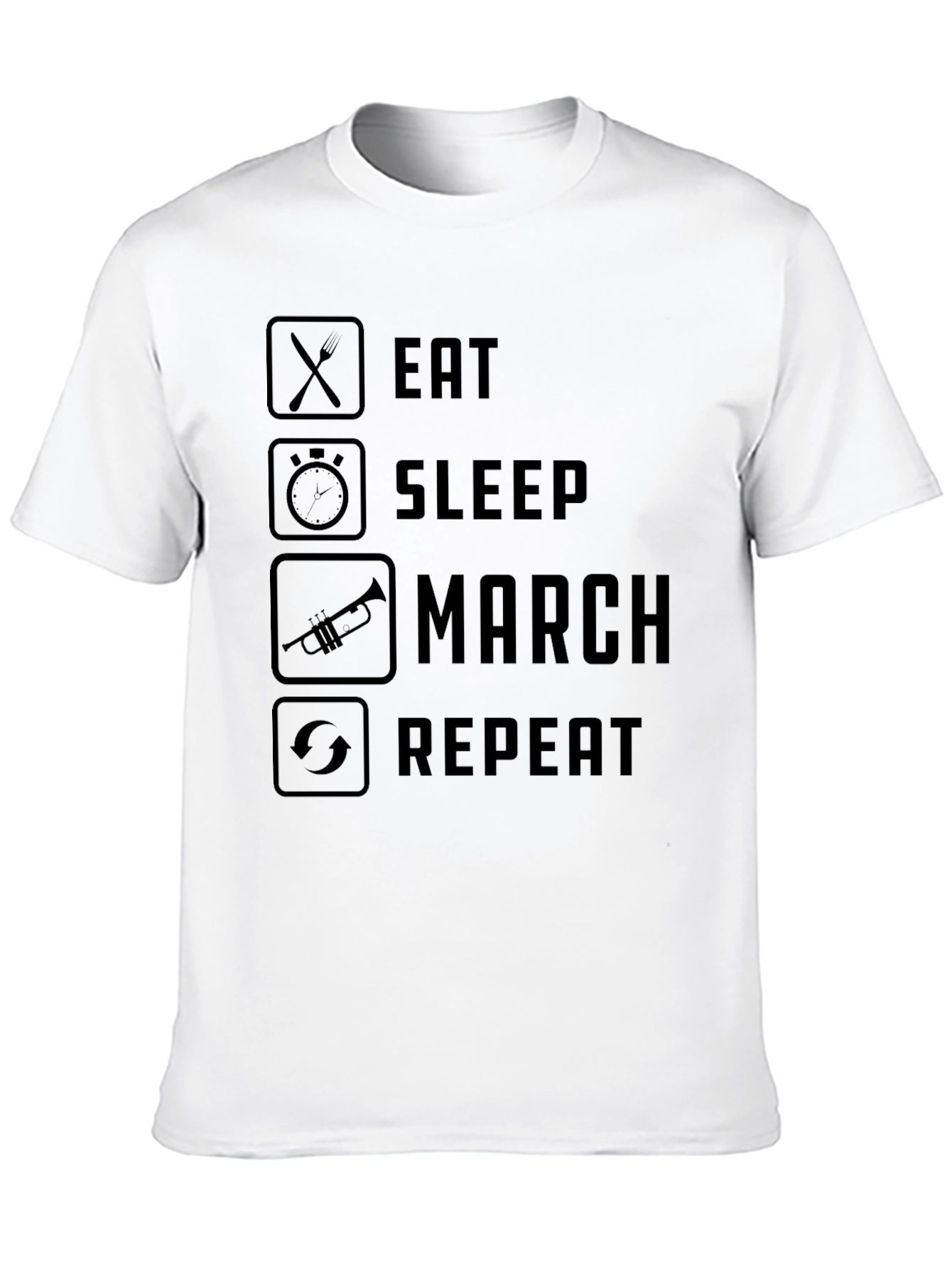 Black Eat Sleep March Repeat T-Shirt - Band/Musician Life view 10