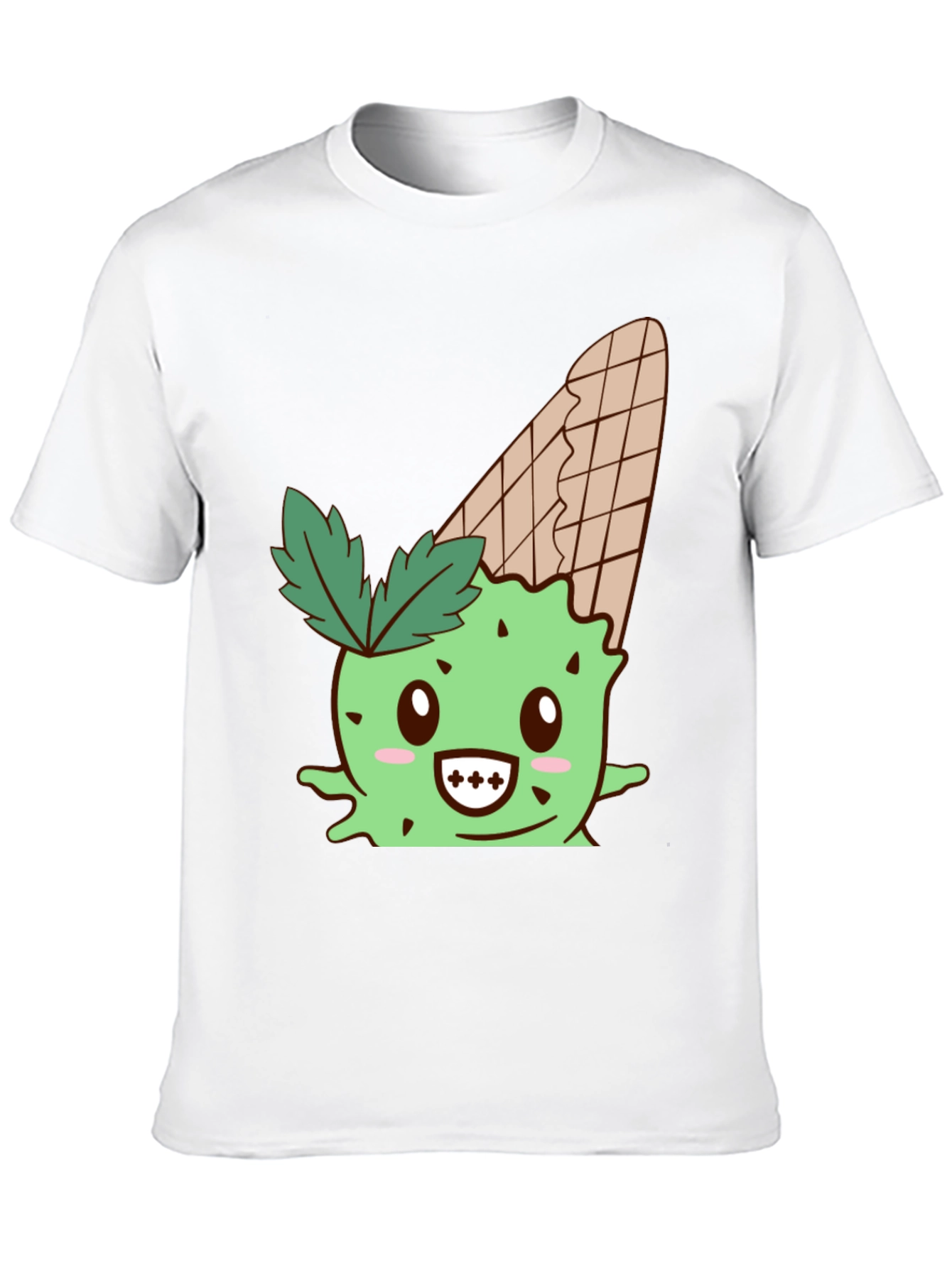 Black Cute Ice Cream Cactus Graphic Tee - Black view 10