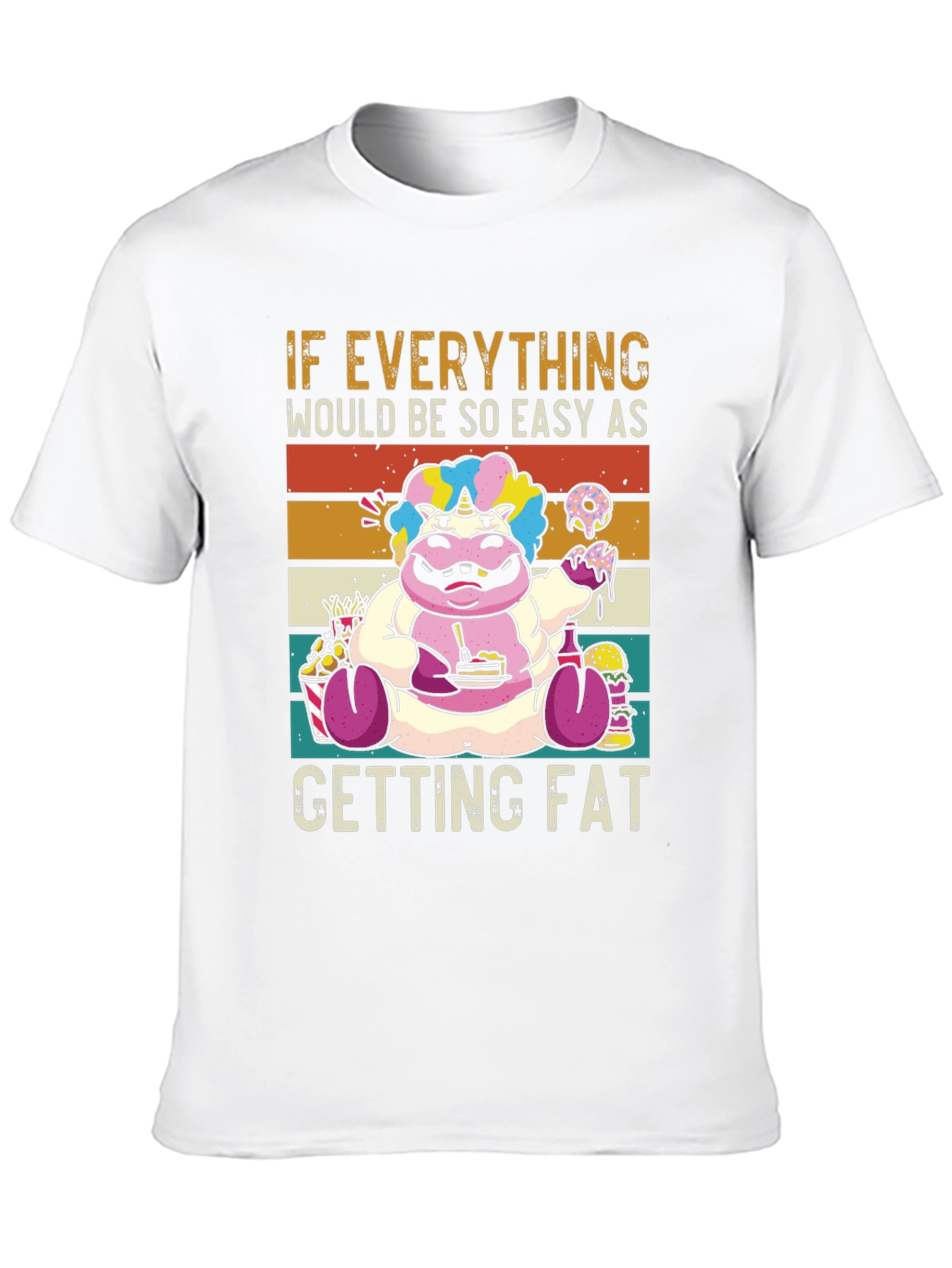 Black Funny Unicorn Hippo Easy Getting Fat Graphic T-Shirt view 10