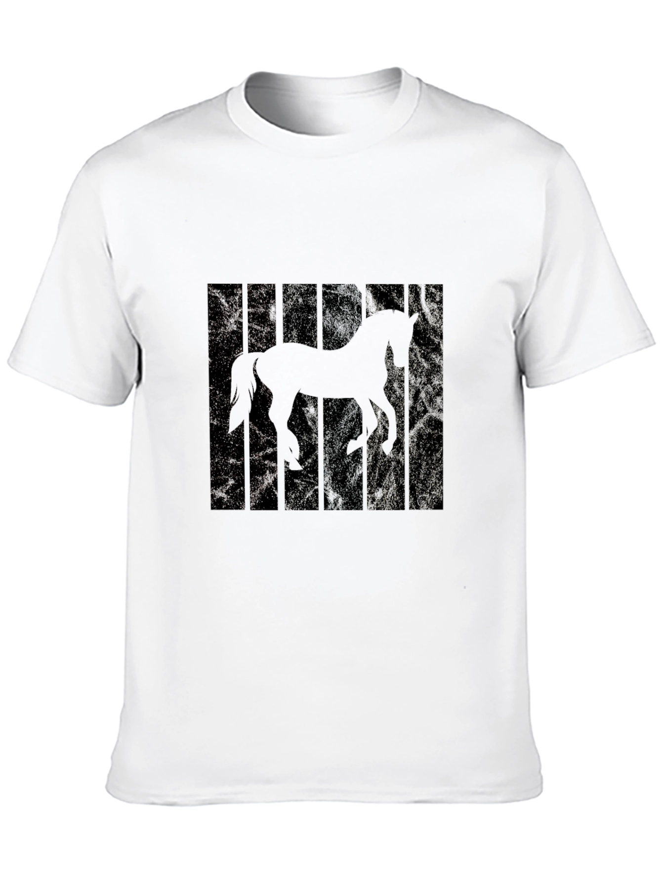 Black Horse Silhouette Men's Black T-Shirt view 10