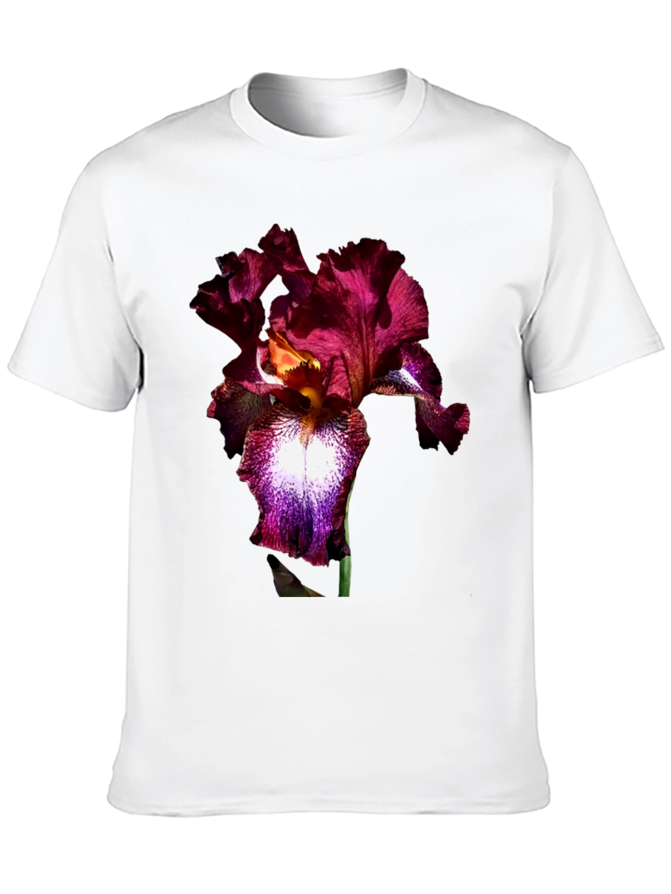 Black Floral Iris Print Black T-Shirt view 10