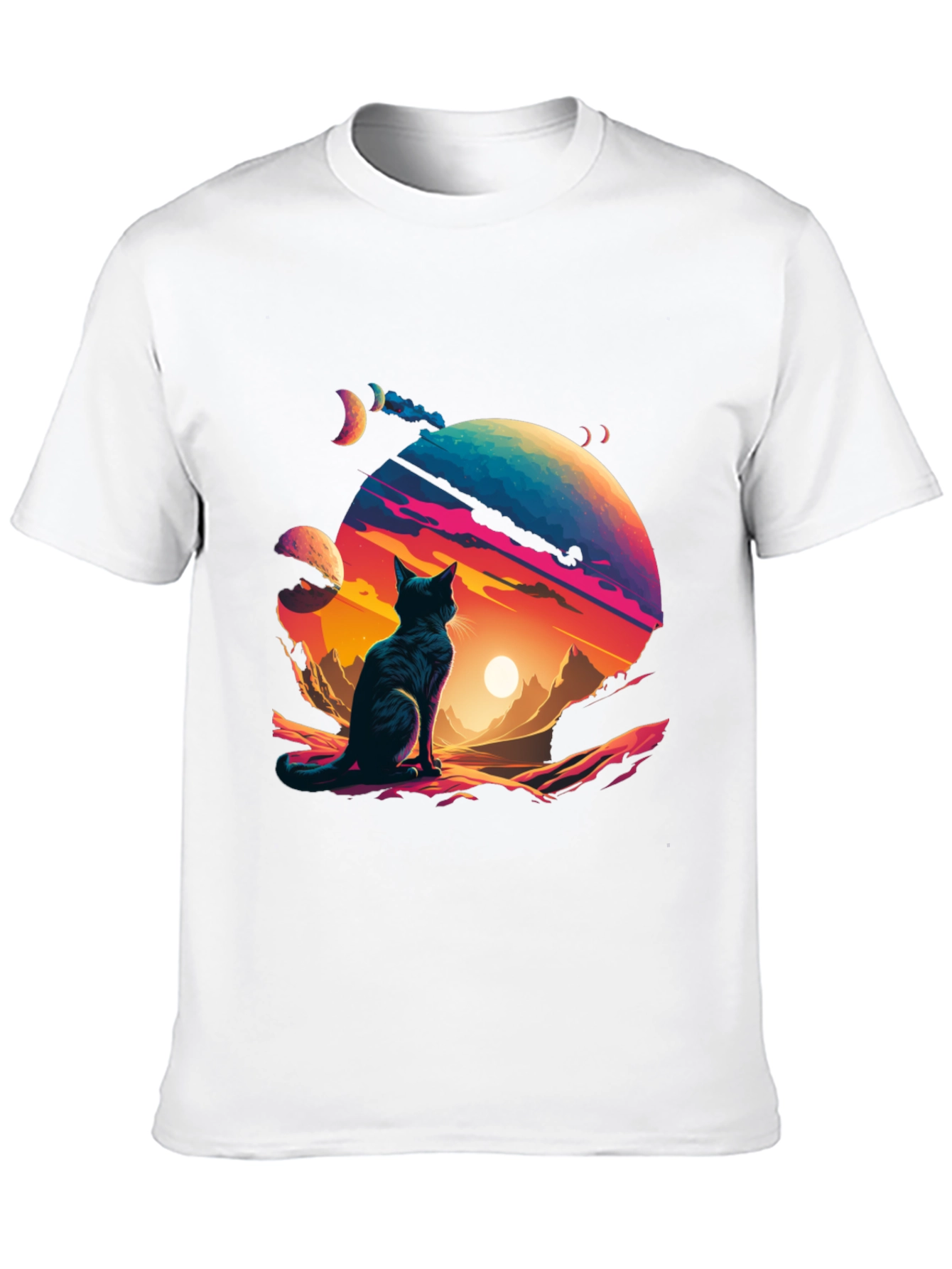 Black Cosmic Cat T-Shirt - Stylish Galaxy Design view 10