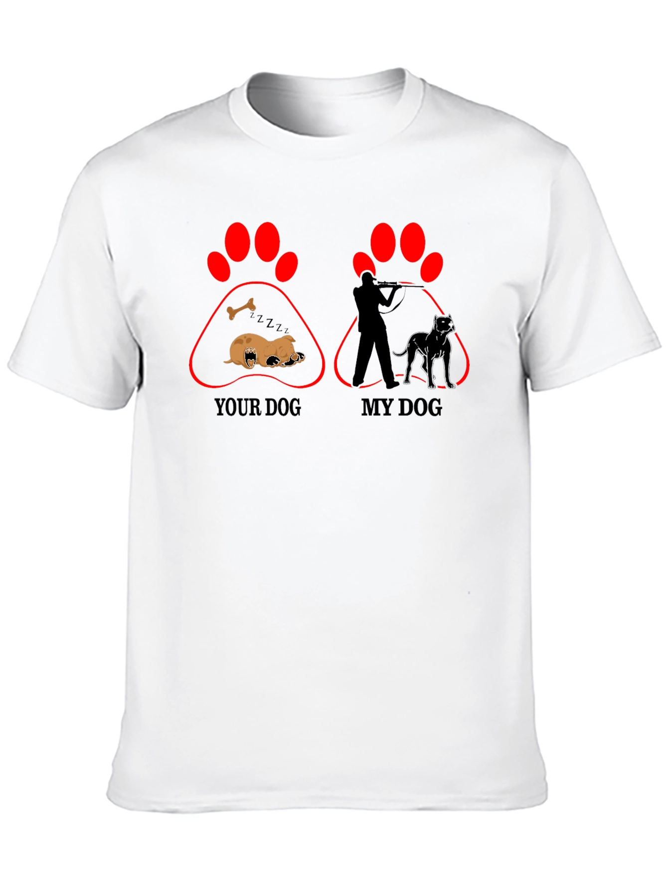Black Your Dog vs. My Dog Funny Black T-Shirt view 10