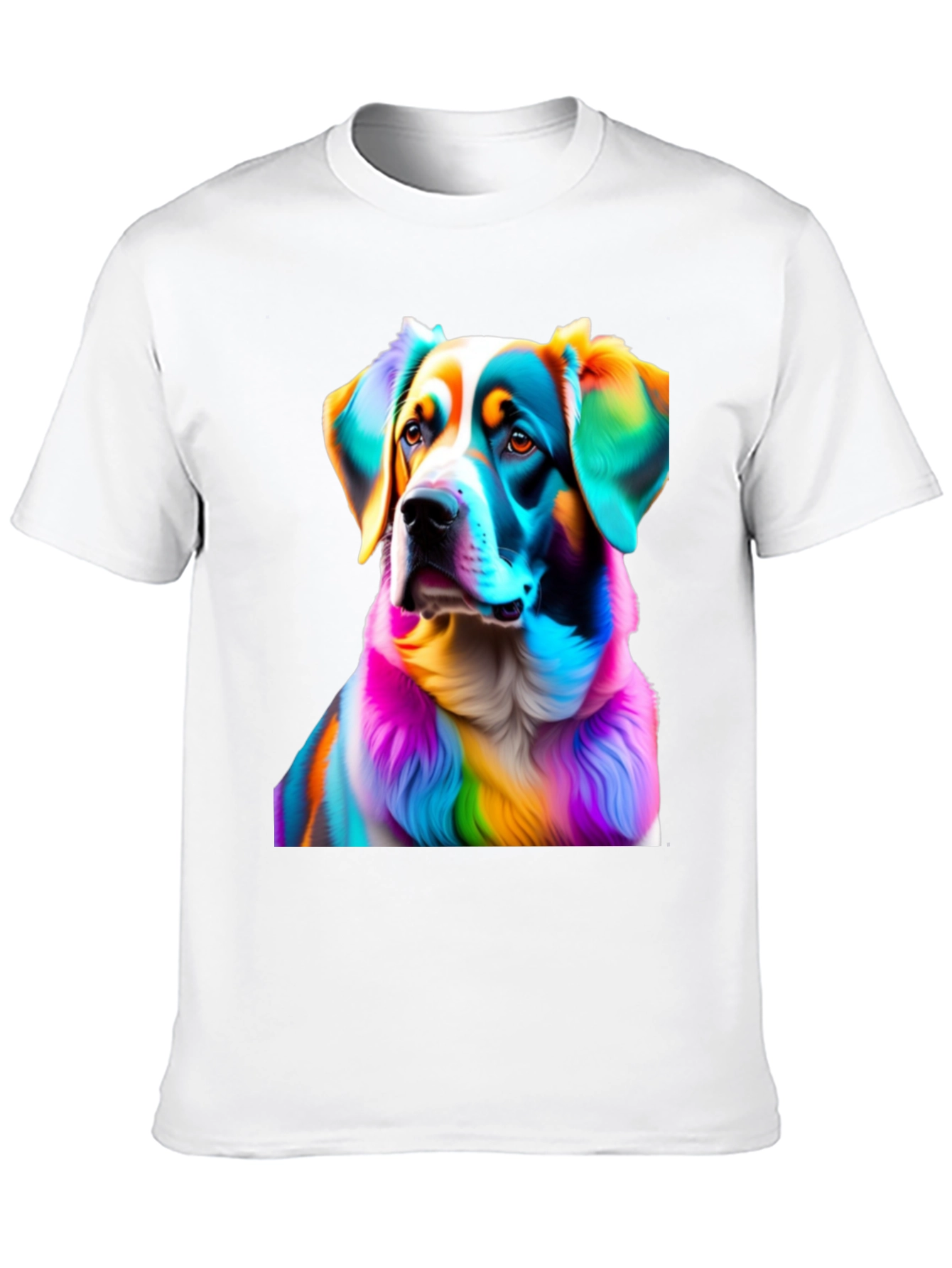 Black Rainbow Dog Portrait Black T-Shirt view 10