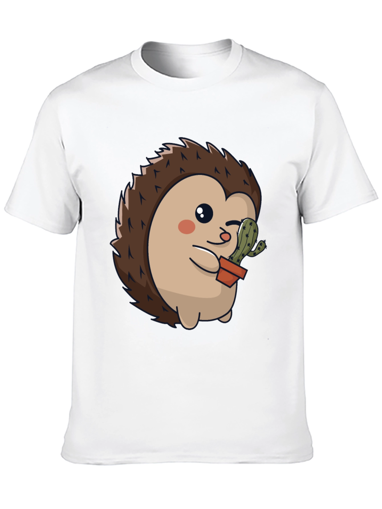 Black Cute Hedgehog with Cactus Graphic Tee view 10