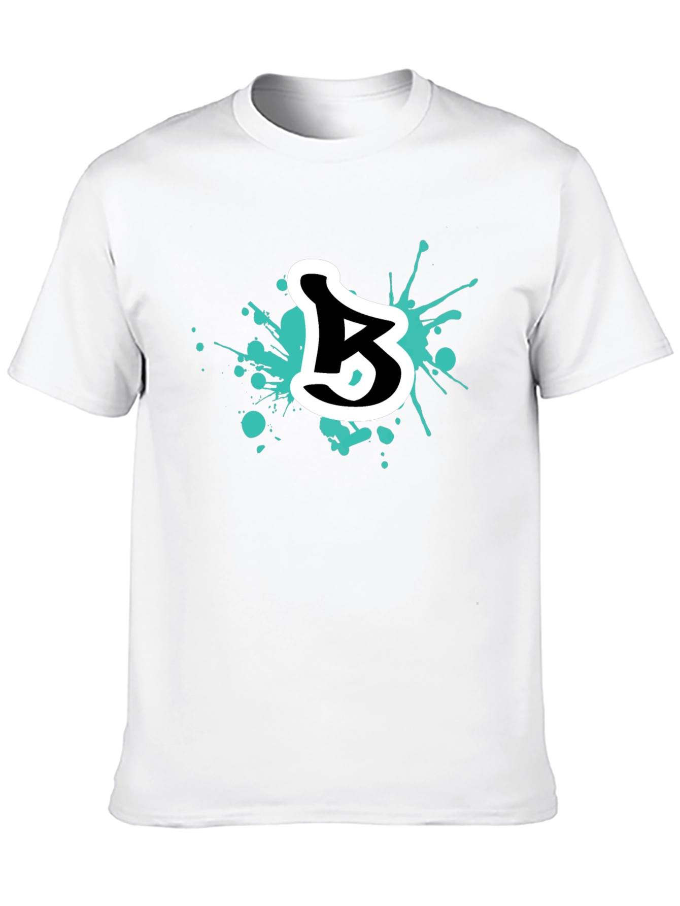 Black Abstract Letter B Graphic Tee - Black Cotton Blend view 10