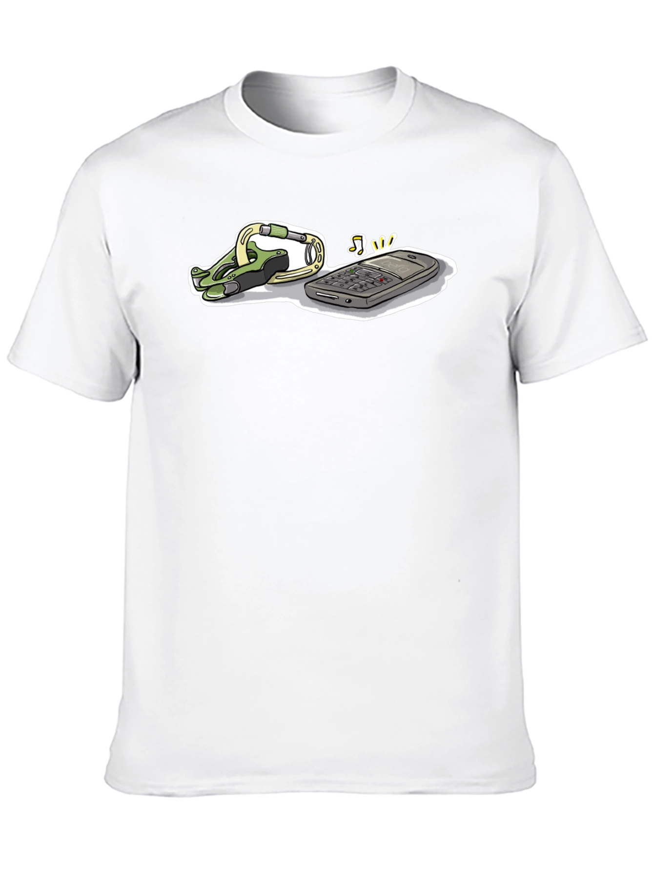 Black Novelty Black T-Shirt with Phone and Carabiner Graphic view 10