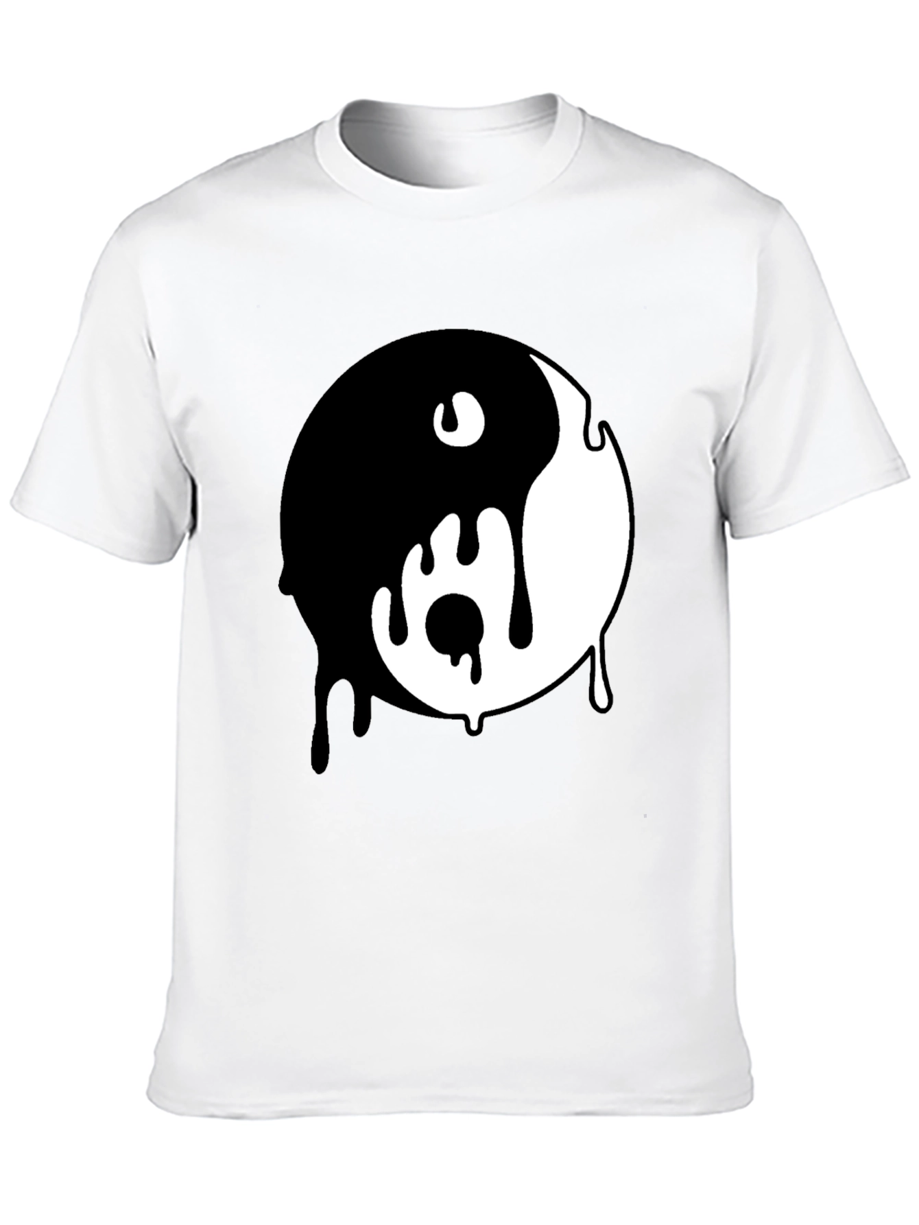 Black Dripping Yin Yang Graphic Tee - Black Cotton Blend view 10