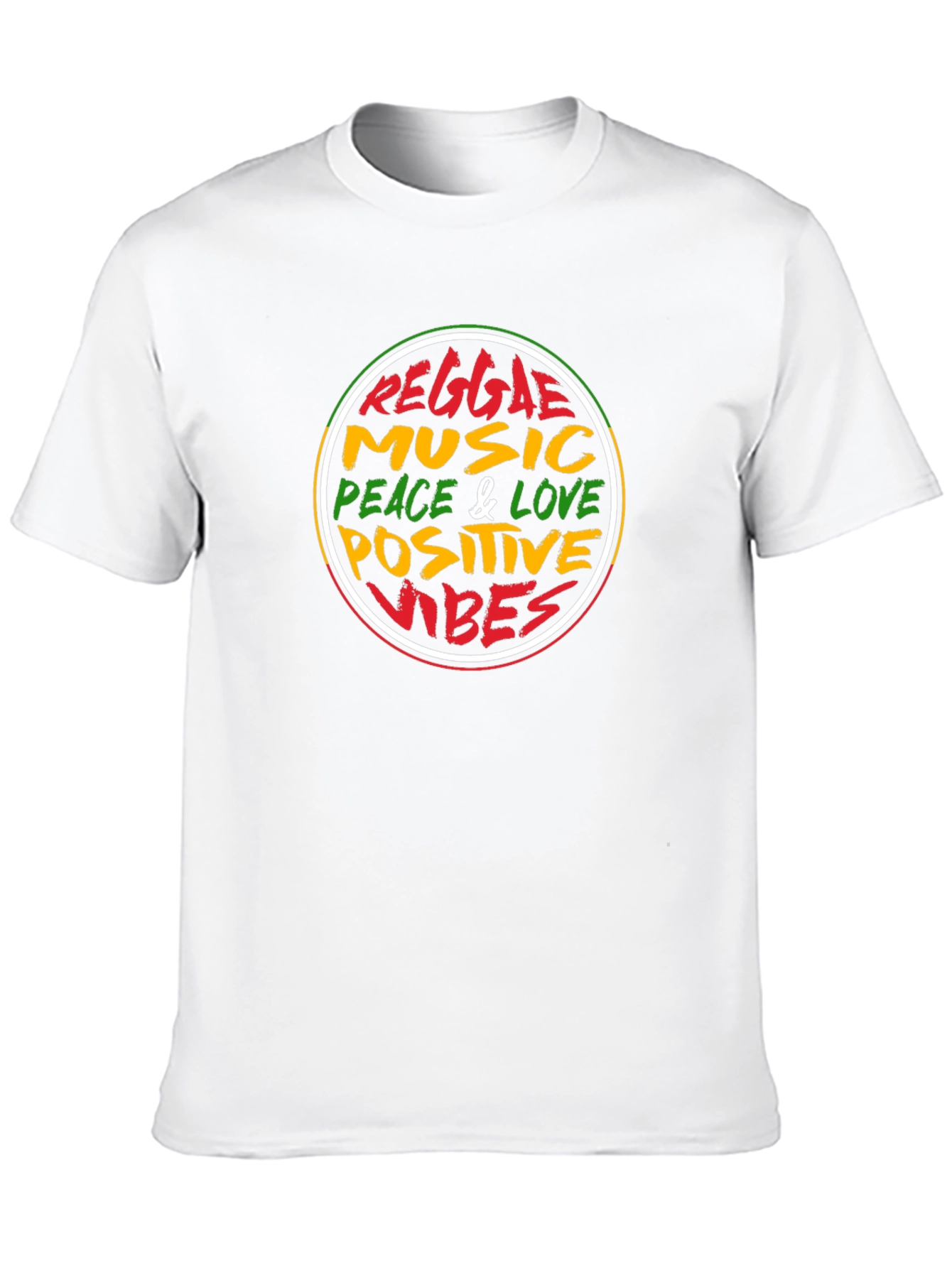 Black Reggae Music Peace & Love Positive Vibes Black T-Shirt view 10