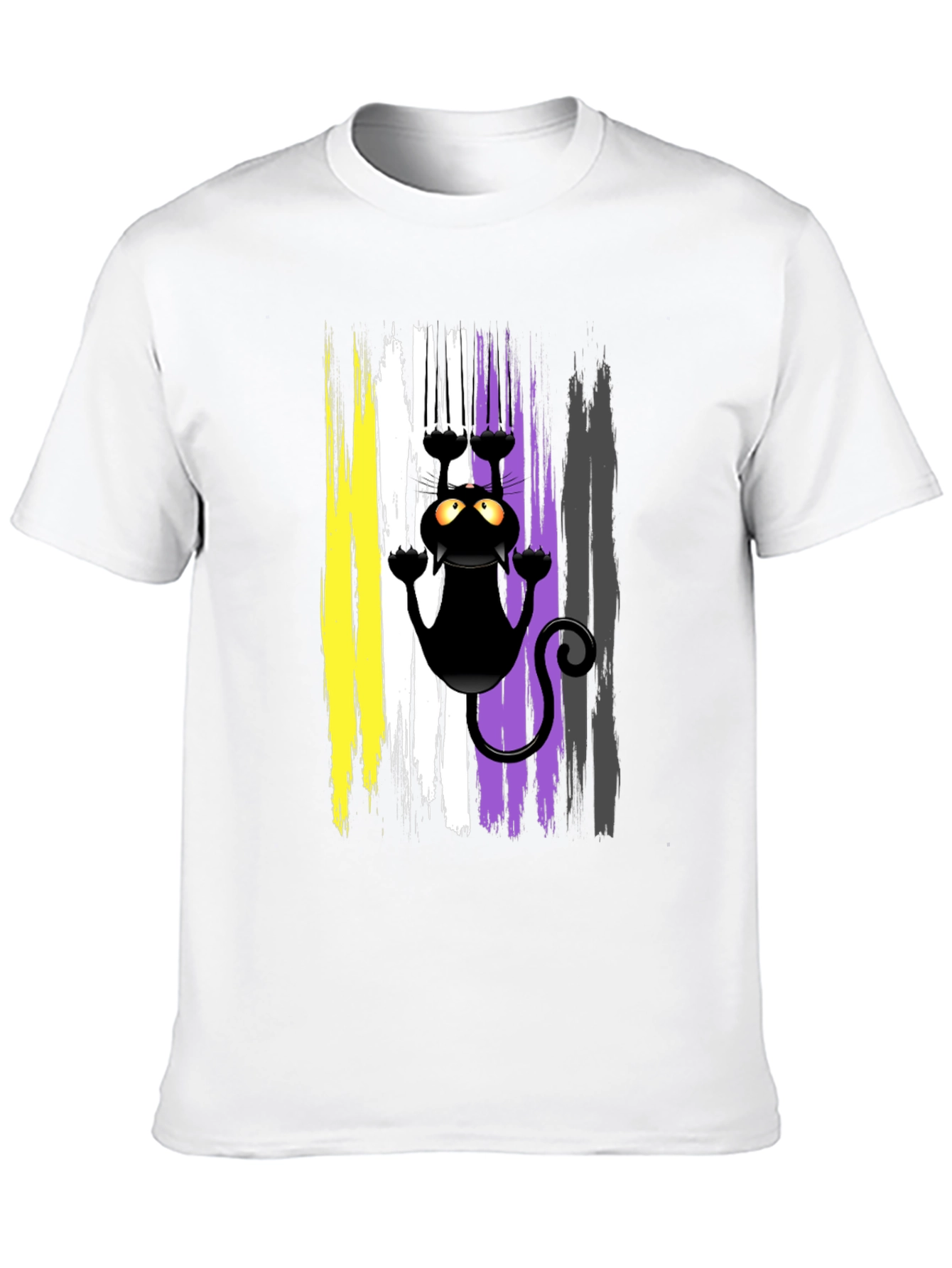 Black Non-Binary Pride Cat T-Shirt view 10