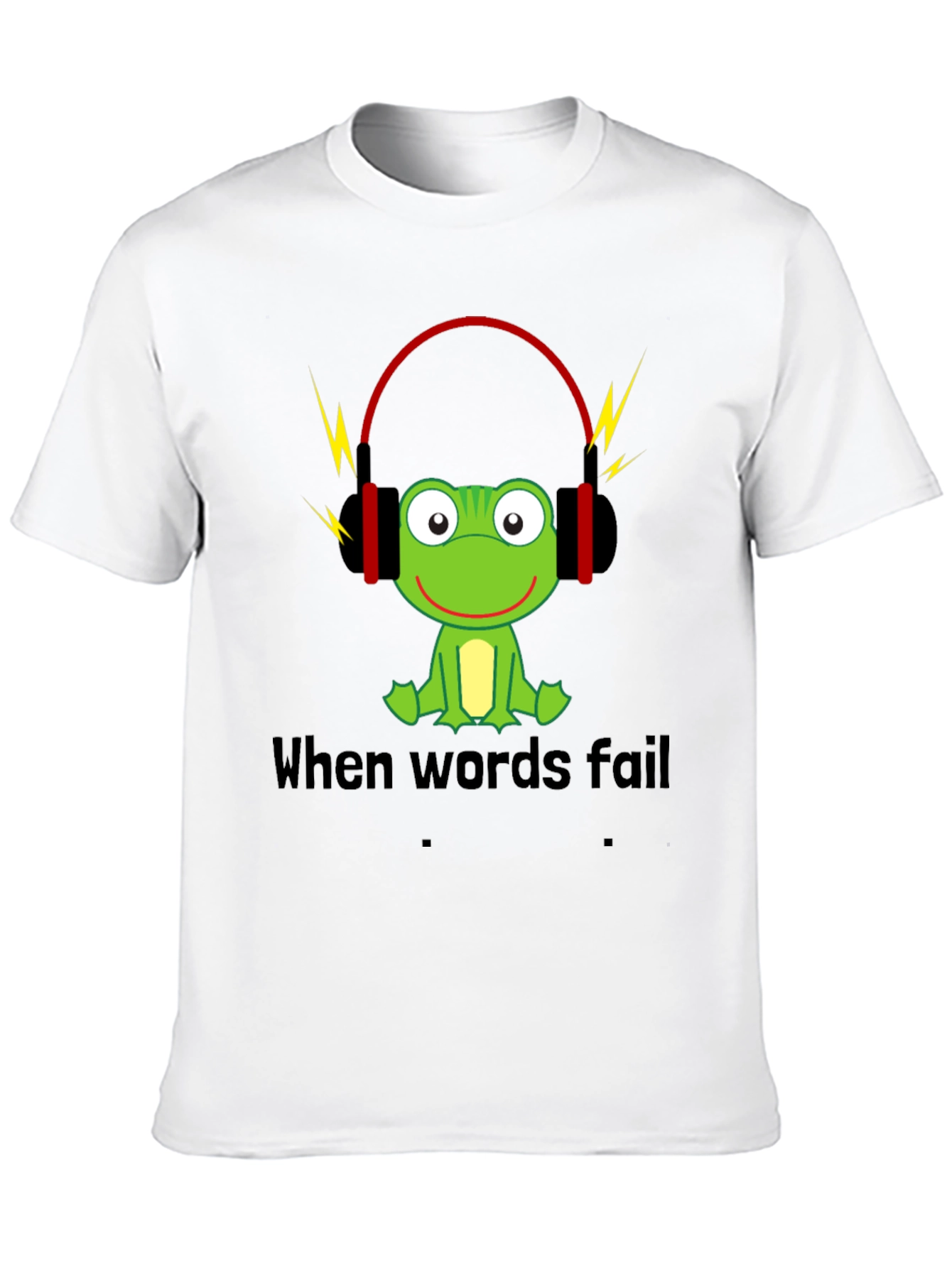 Black Funny Frog Music T-Shirt - When Words Fail, Music Speaks view 10