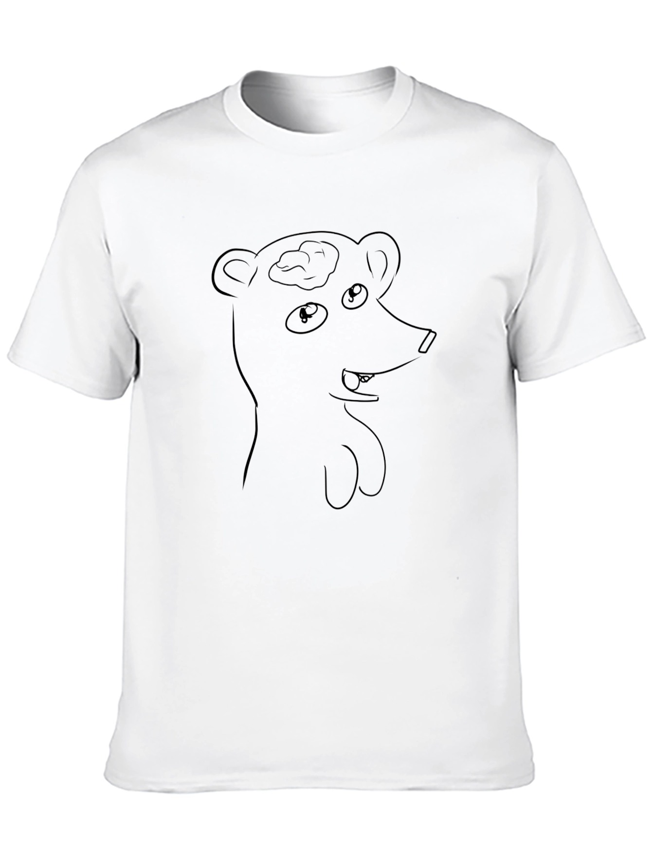 Black Men's Black T-Shirt with Cartoon Bear Design view 10