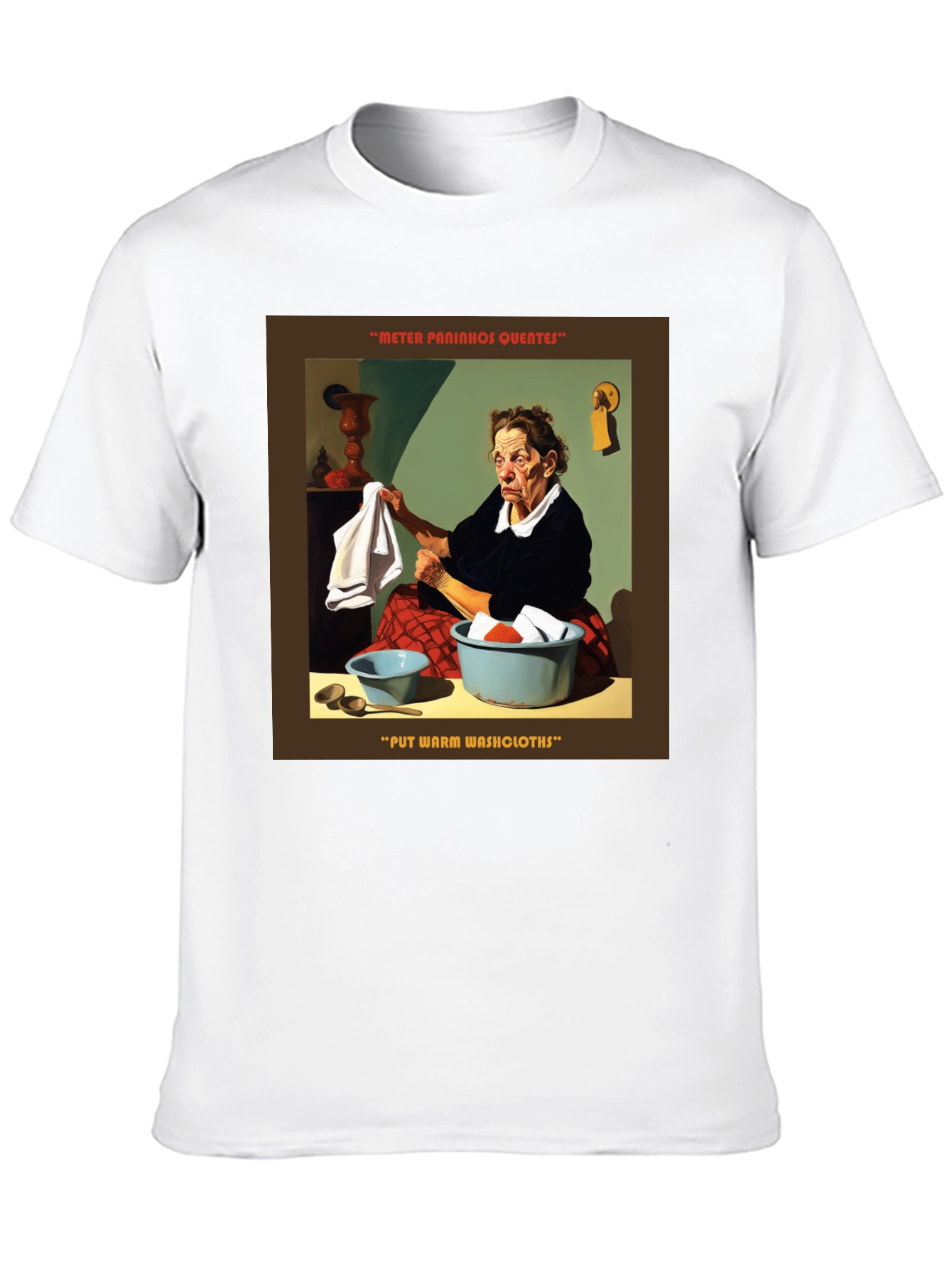 Black Unique Graphic T-Shirt - "Warm Washcloths" view 10