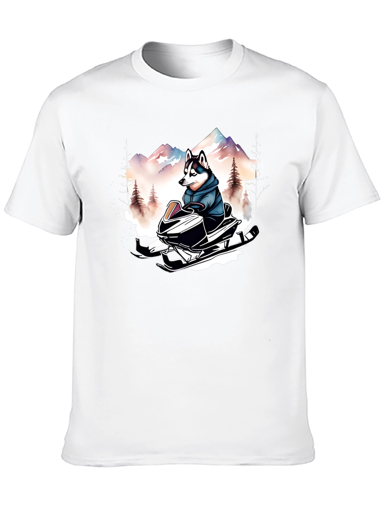 Black Husky on Snowmobile Graphic Tee view 10