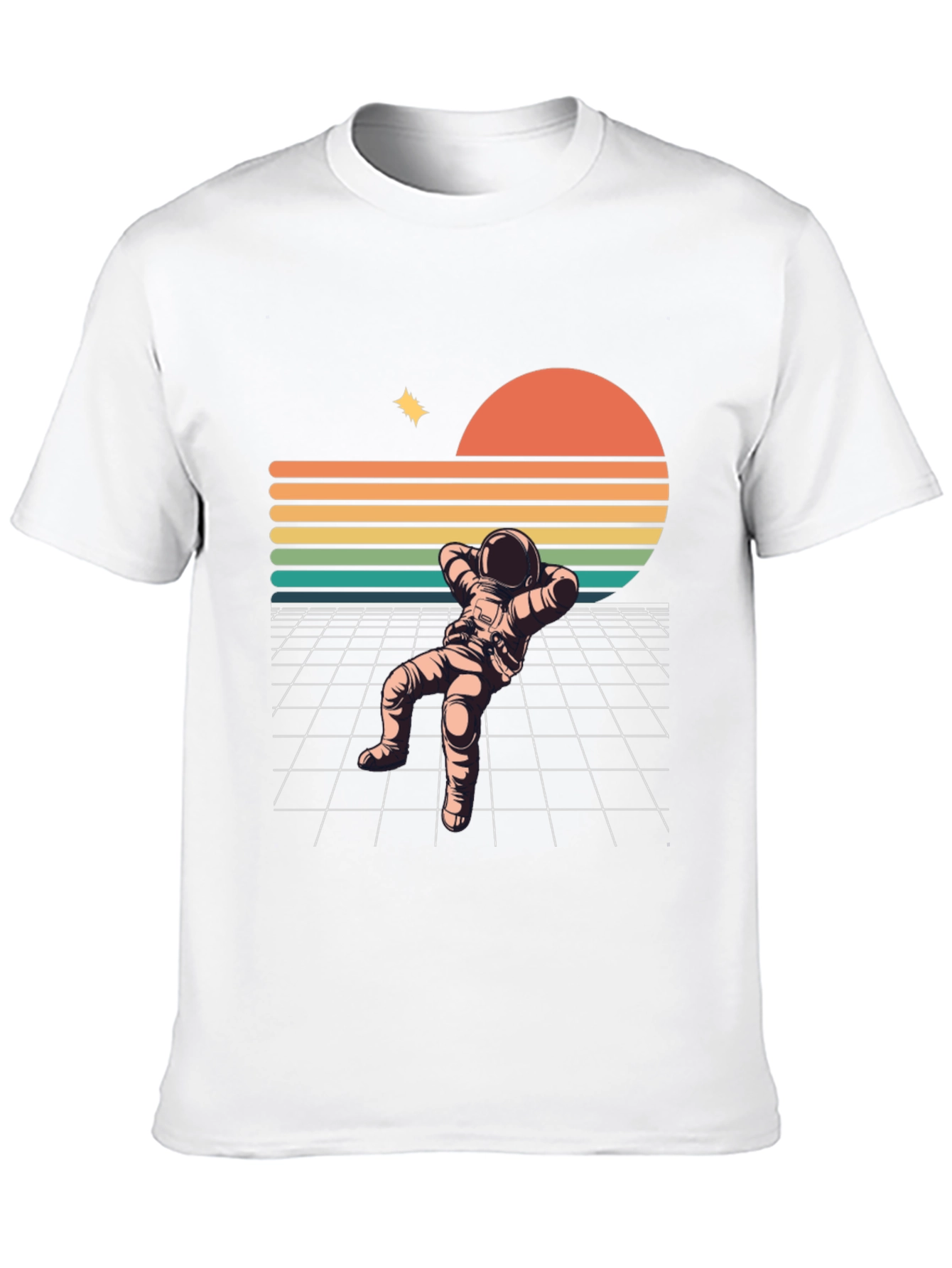 Black Retro Astronaut Relaxing Black T-Shirt view 10