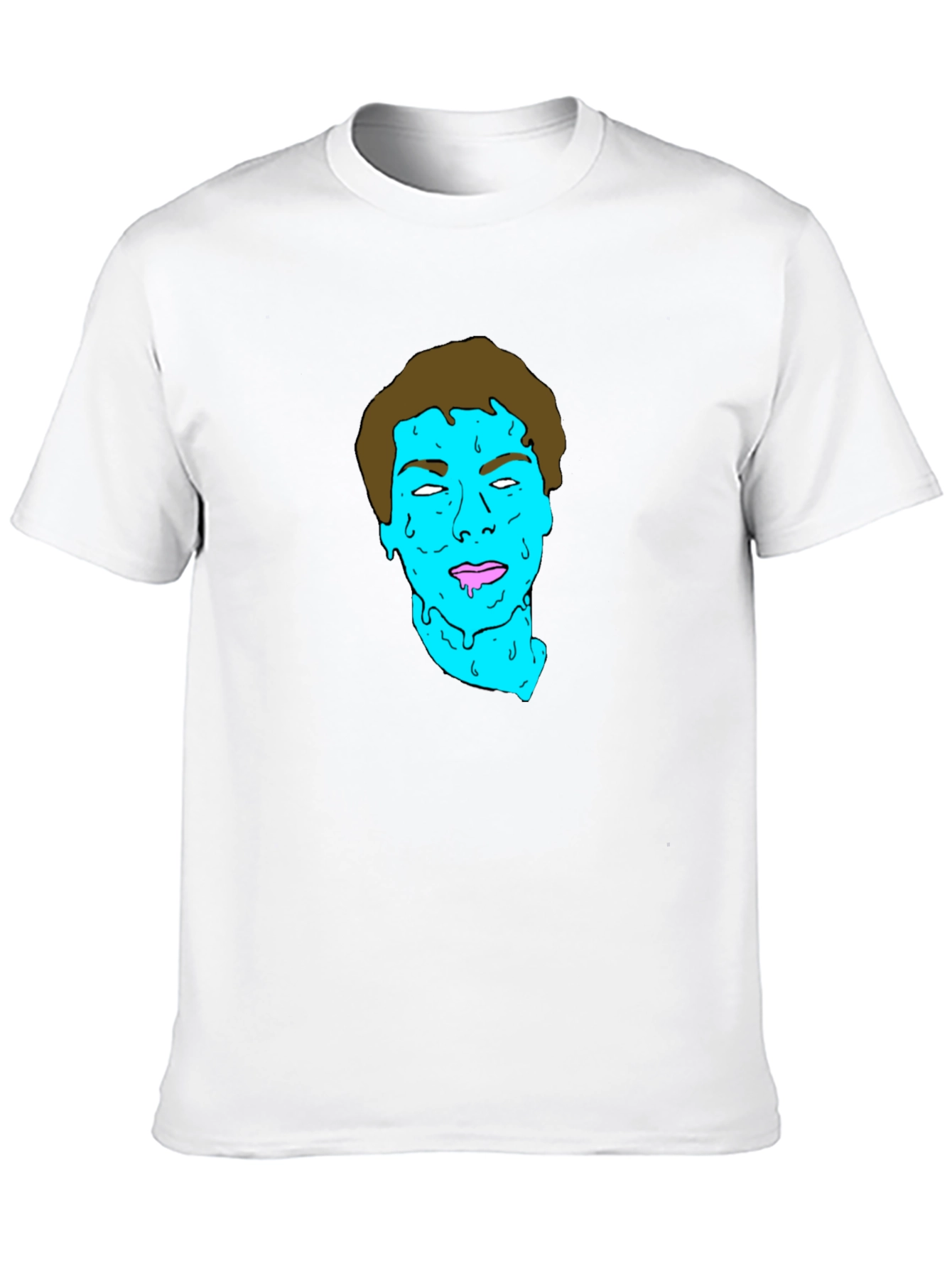 Black Graphic Tee - Blue Alien Drip Face T-Shirt view 10