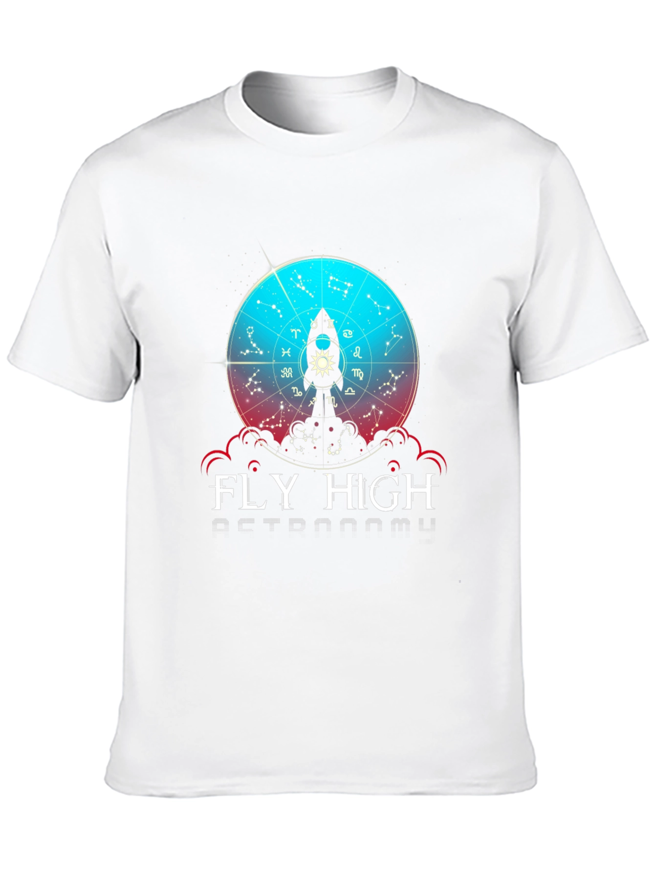 Black Fly High Astronomy T-Shirt - Zodiac Rocket Design view 10