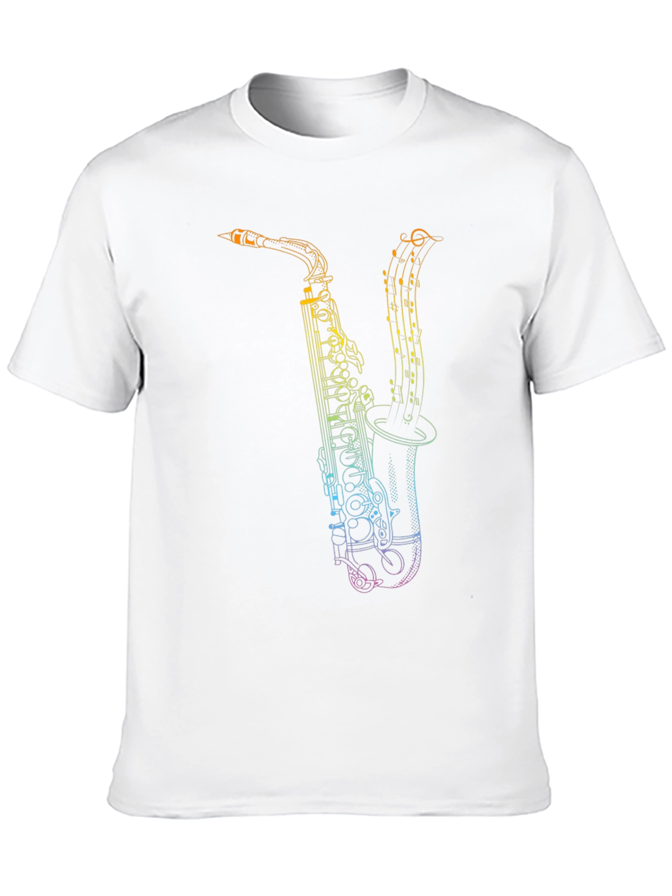 Black Saxophone Music Notes Graphic Tee view 10