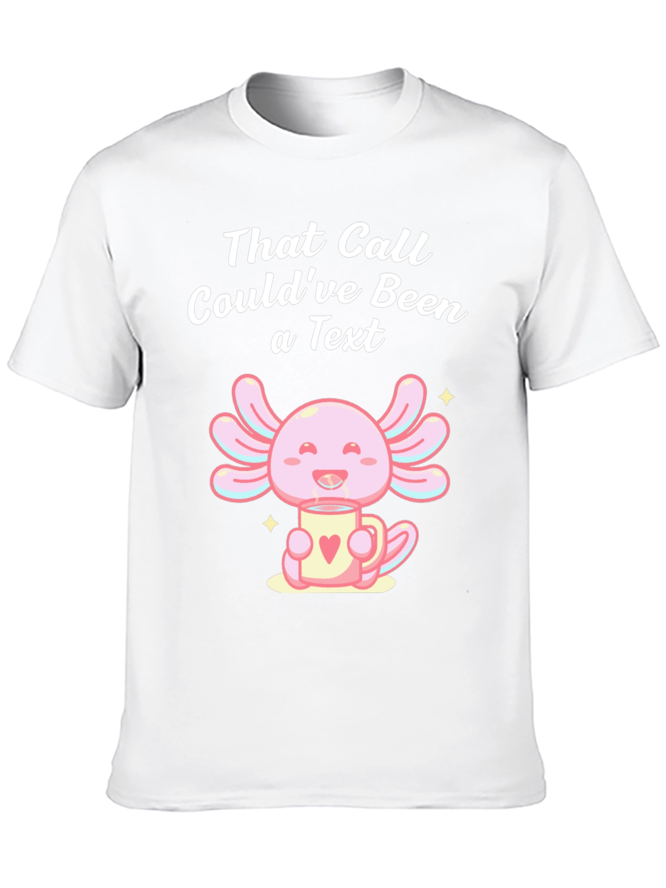 Black Axolotl Texting Humor T-Shirt view 10
