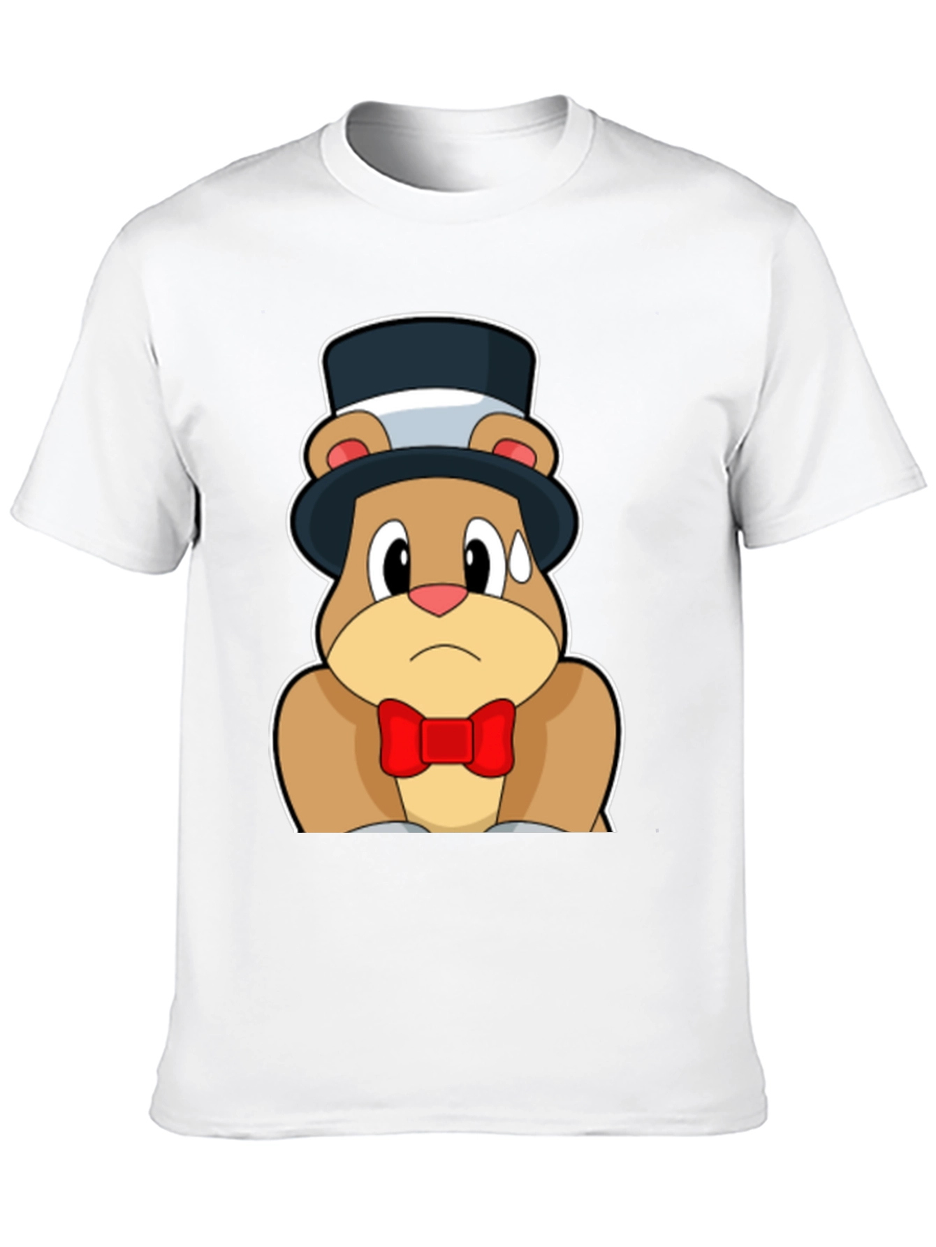 Black Cartoon Bear Top Hat Bowtie Black T-Shirt view 10
