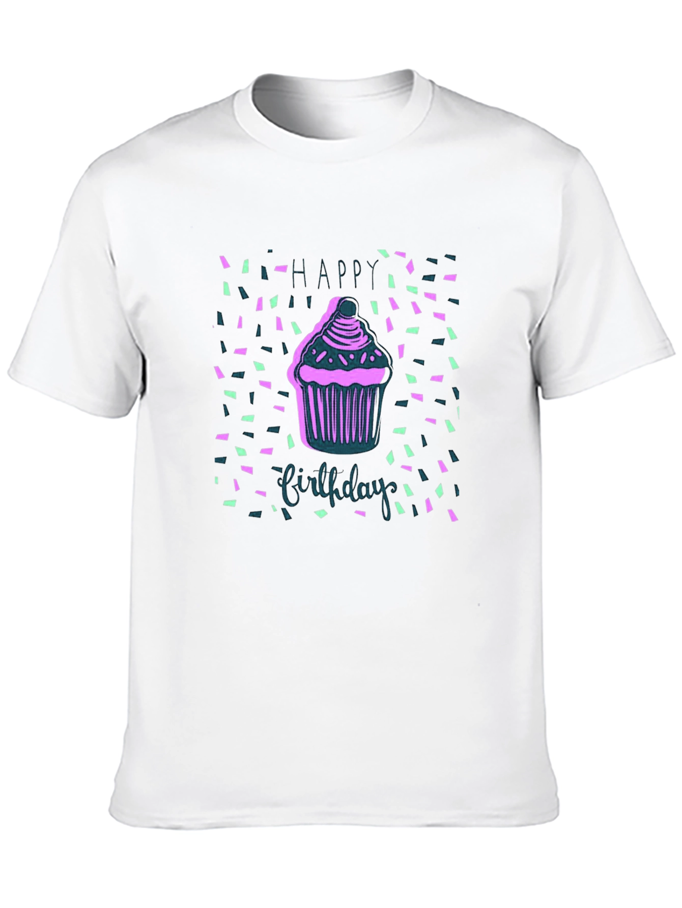 Black Happy Birthday Cupcake T-Shirt view 10