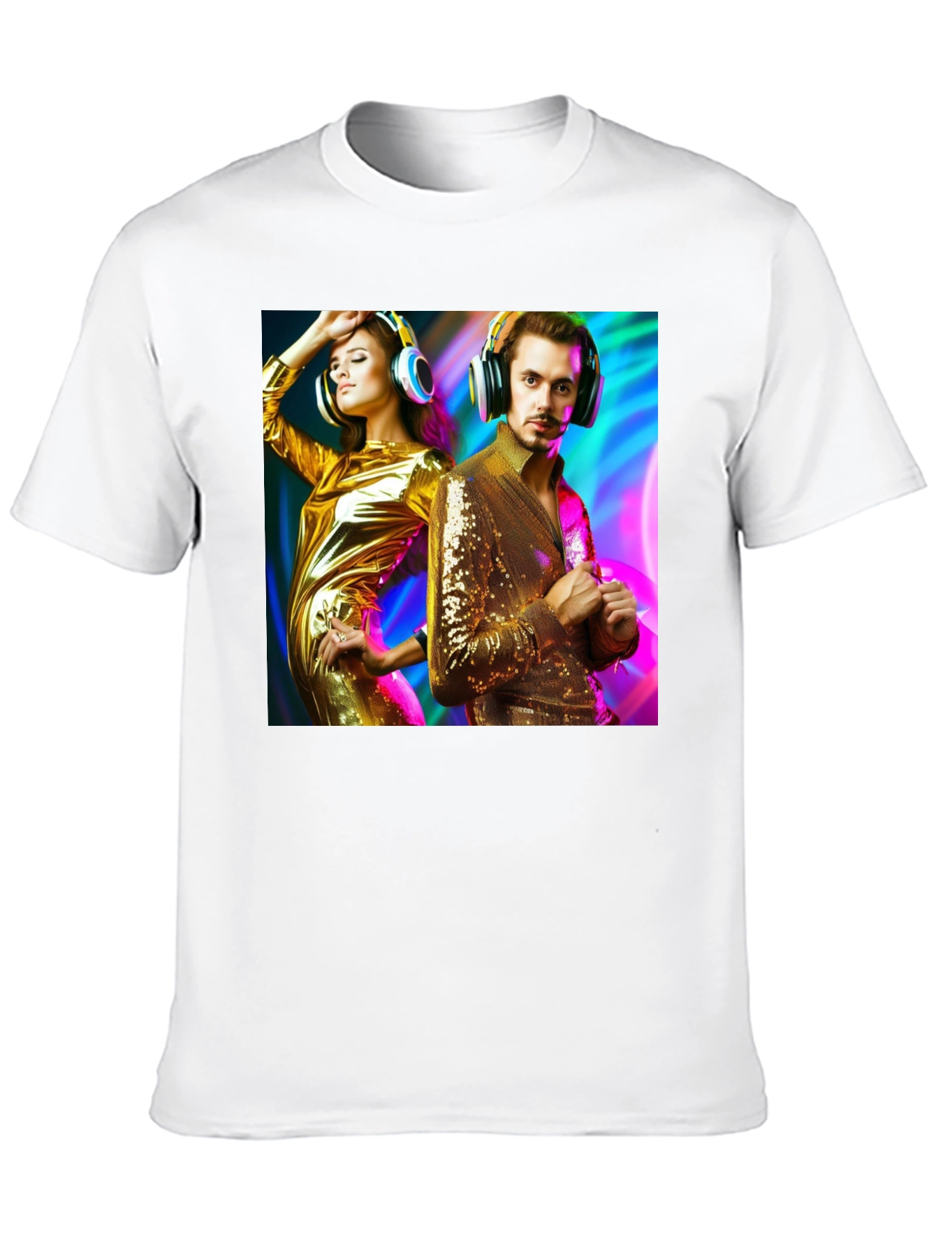 Black Retro Disco Couple Graphic T-Shirt view 10