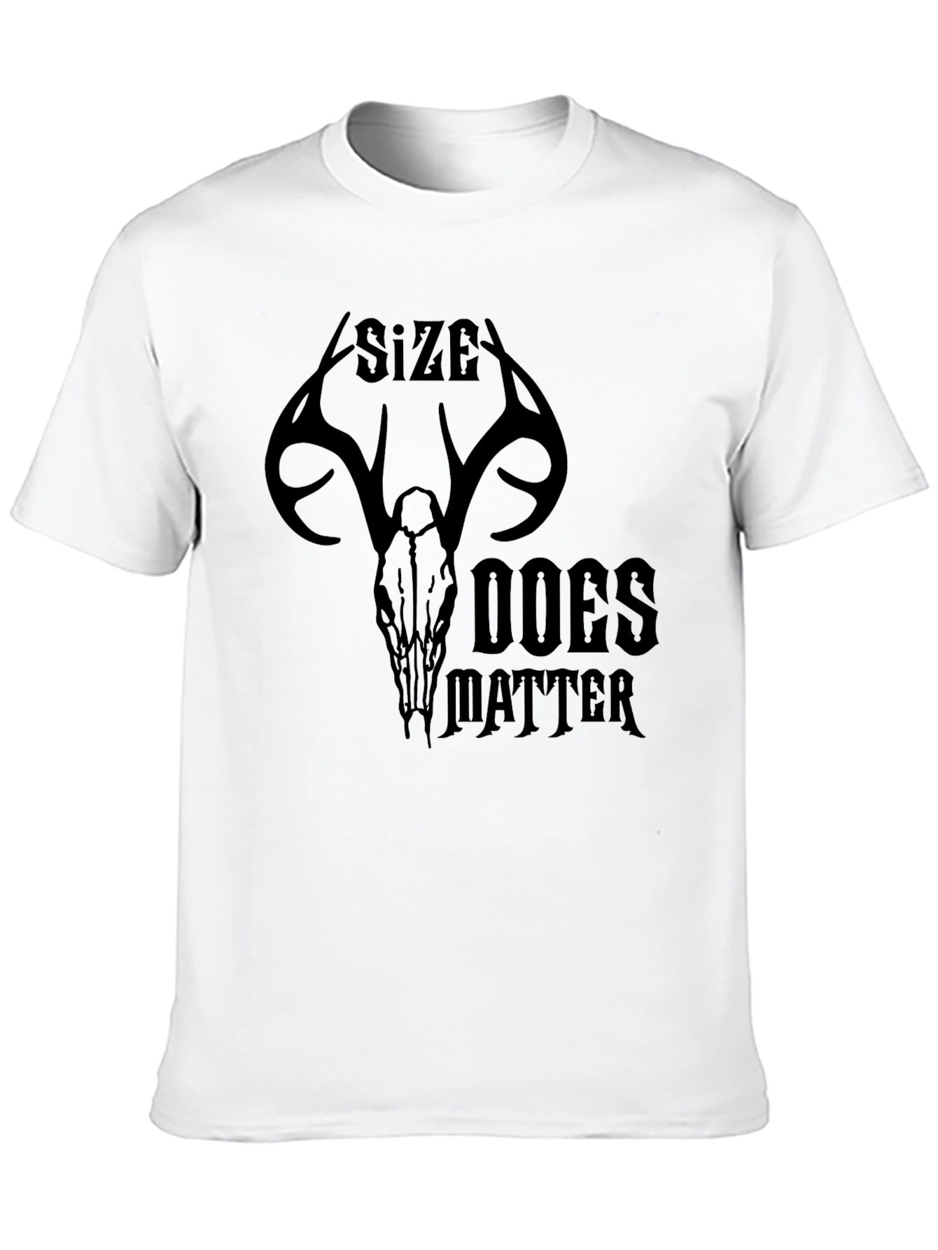 Black Size Does Matter Deer Skull Graphic Tee view 10