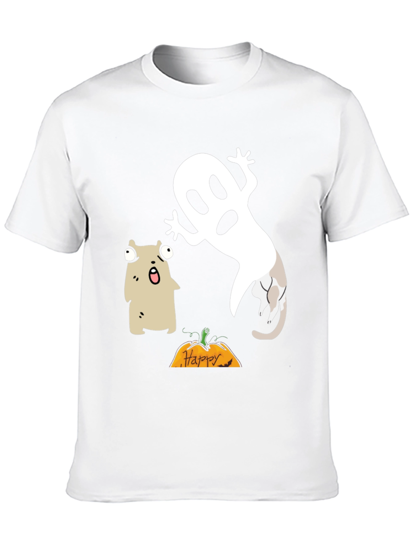 Black Halloween Ghost & Cat T-Shirt view 10