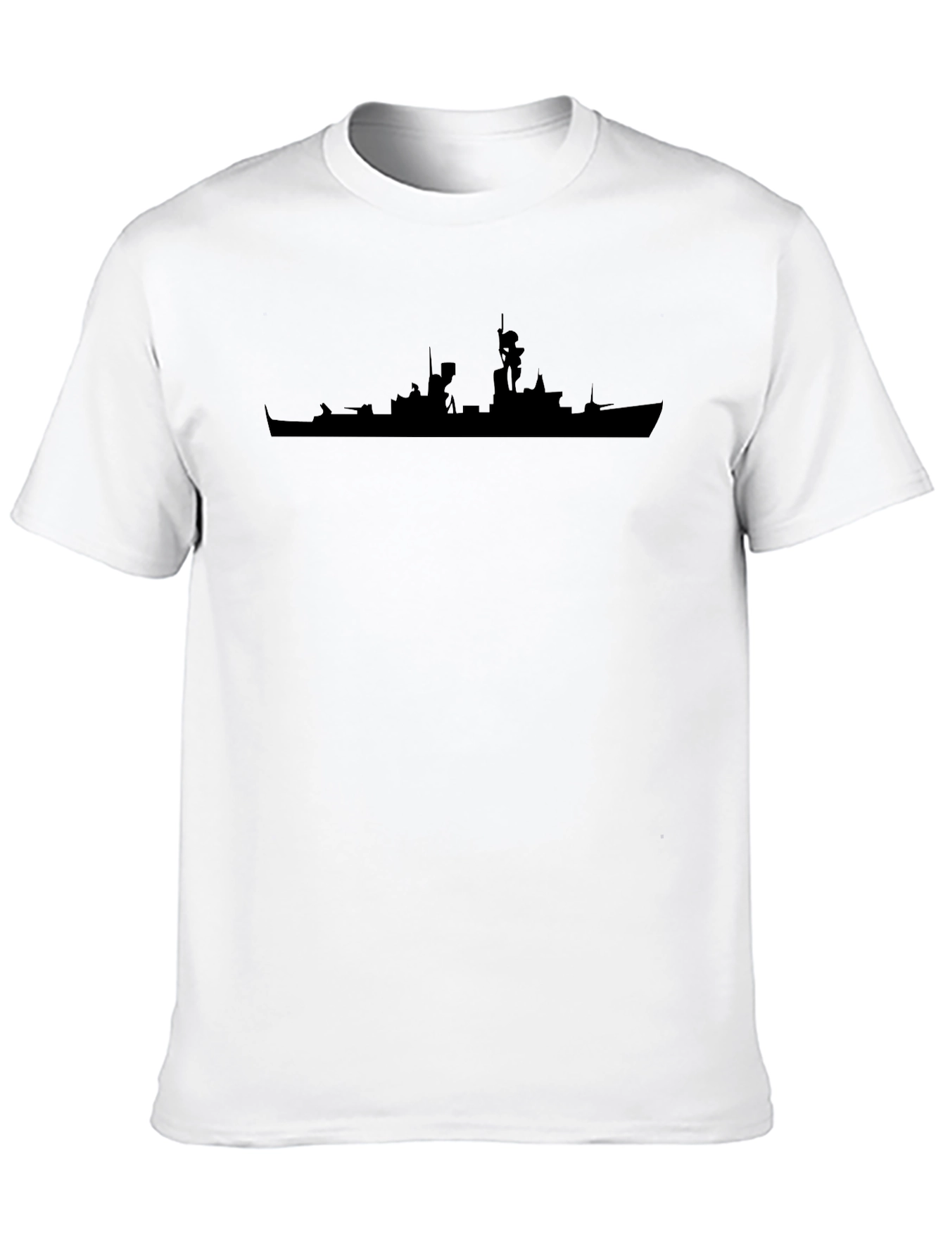 Black Navy Ship Silhouette Black T-Shirt view 10