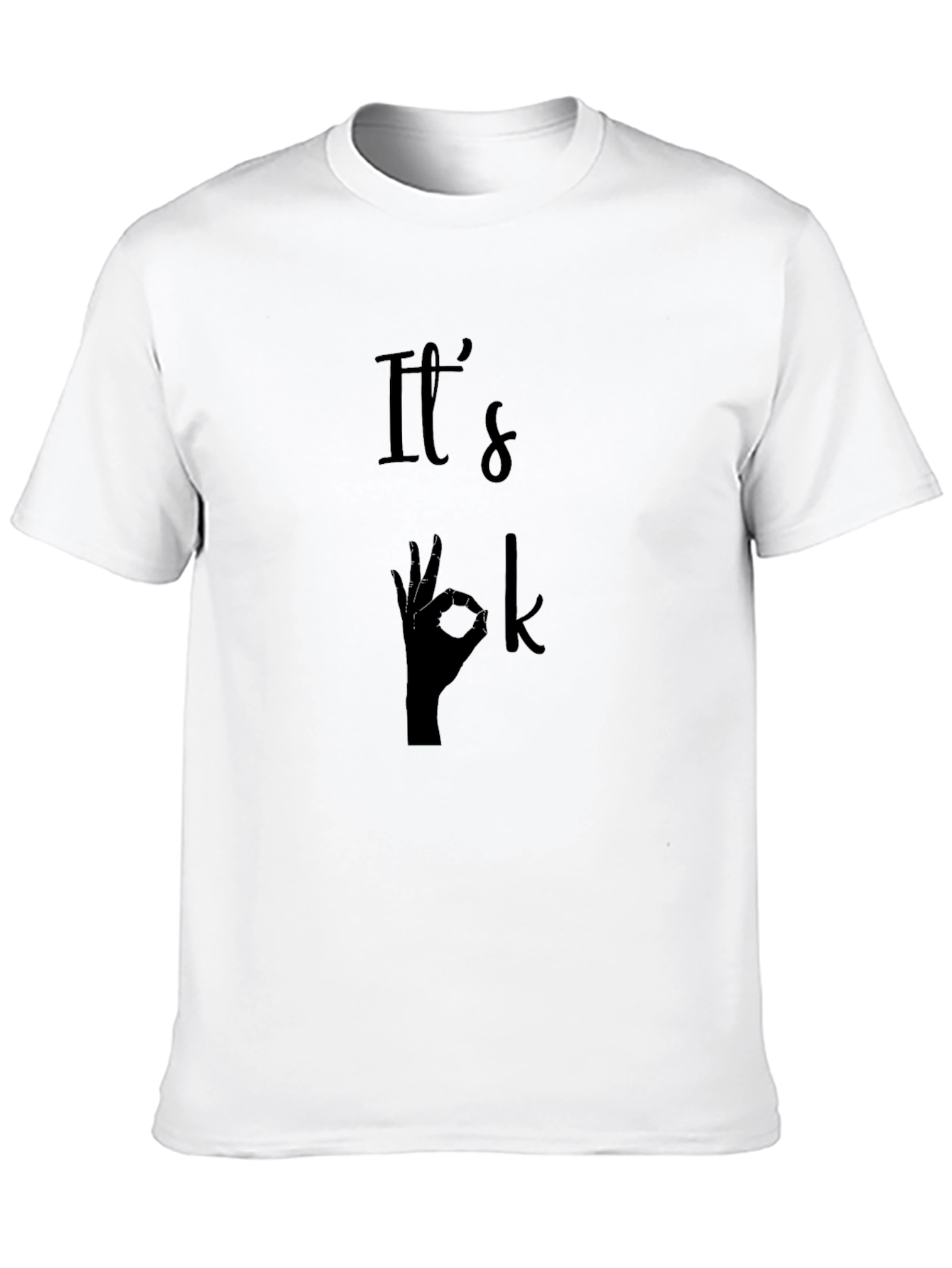 Black It's Ok Hand Gesture Graphic T-Shirt - Men's Black Tee view 10