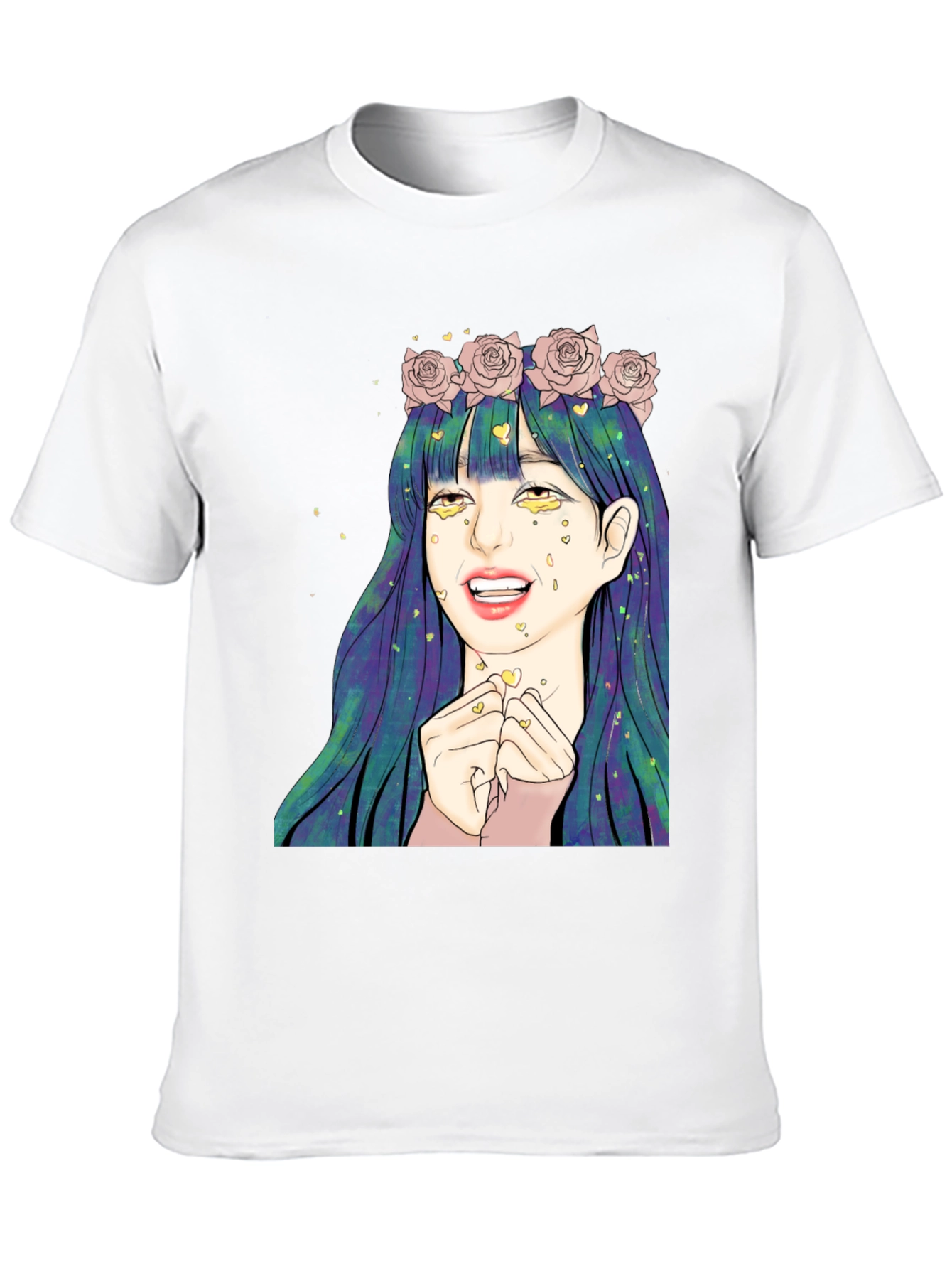 Black Anime Girl Graphic Tee - Black Unisex T-Shirt view 10
