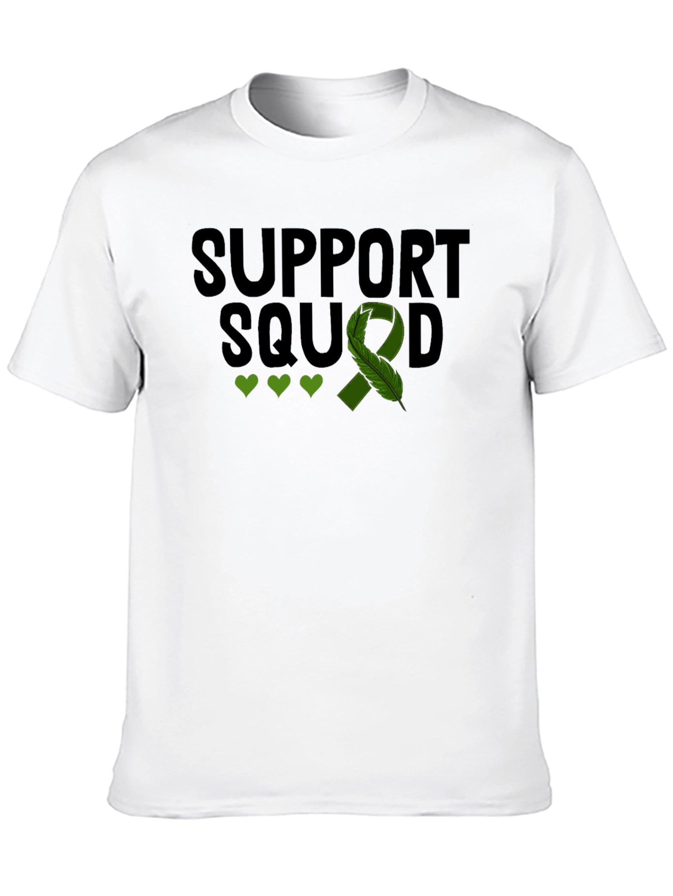 Black Support Squad T-Shirt - Green Ribbon Mental Health view 10