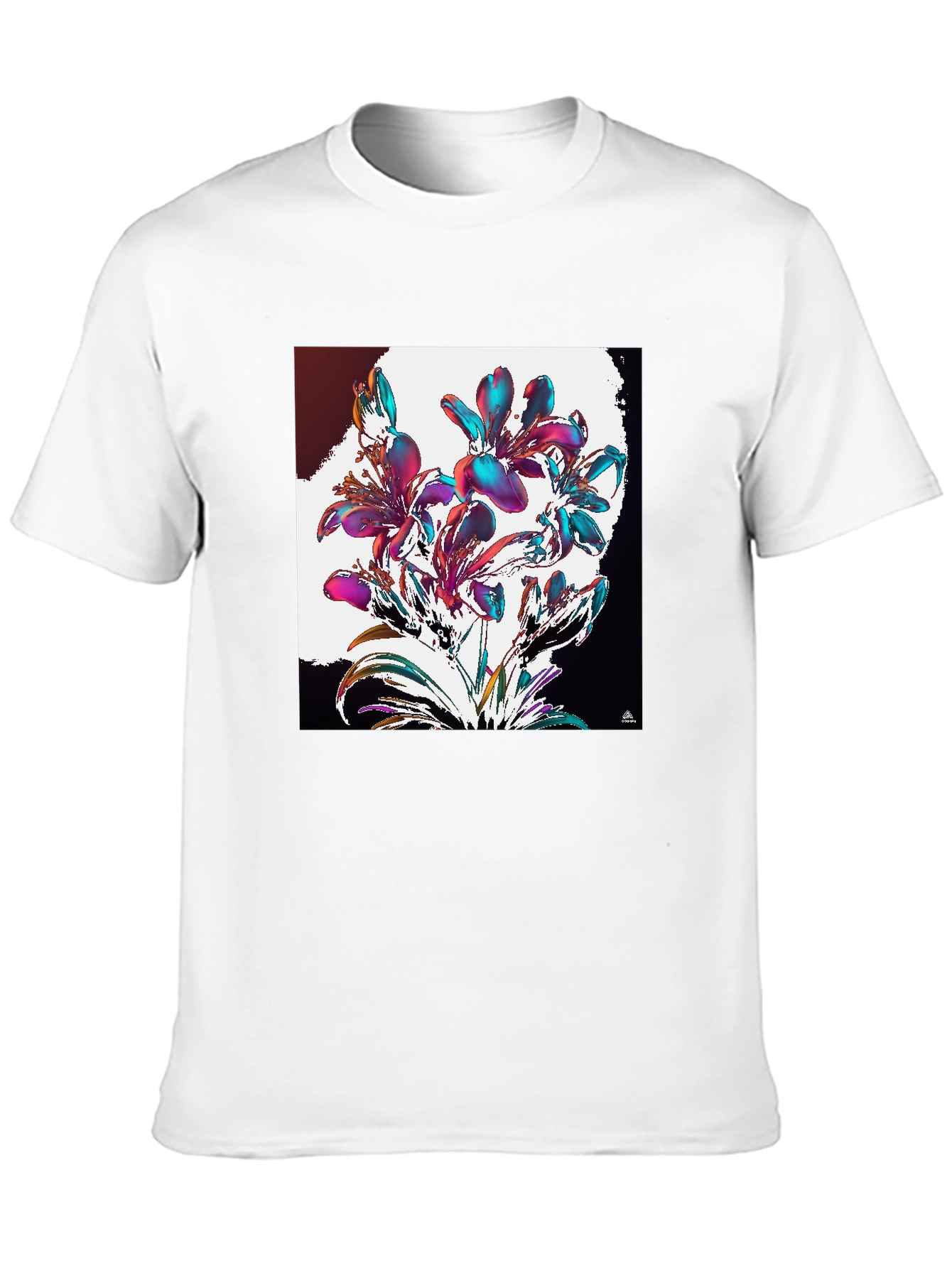 Black Floral Abstract Graphic Black T-Shirt view 10