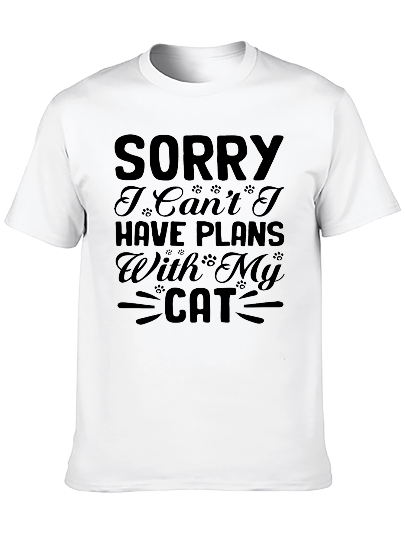 Black Sorry Plans with Cat Graphic Tee view 10