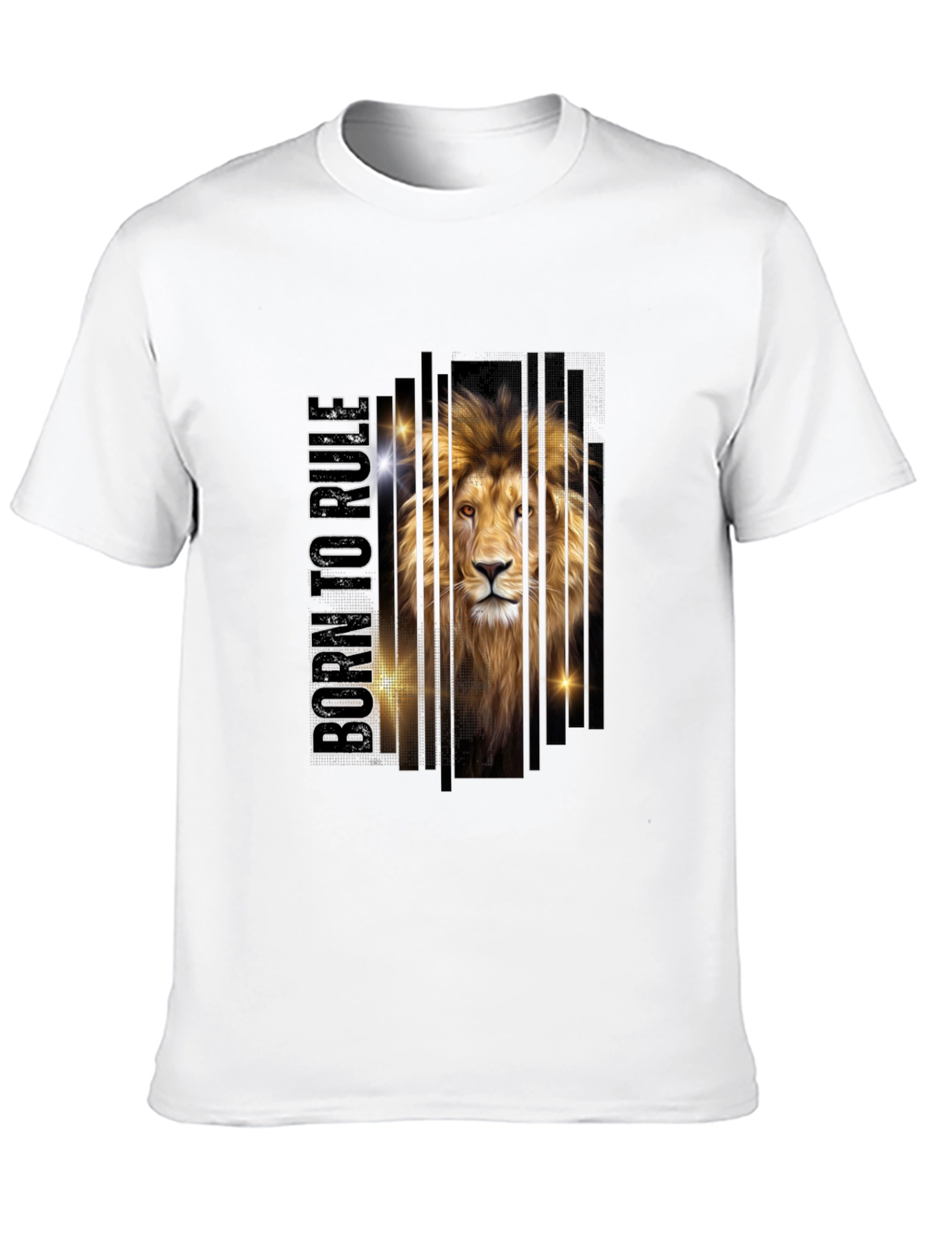 Black Born to Rule Lion Graphic Print Tee - Stylish Men's Black T-Shirt view 10