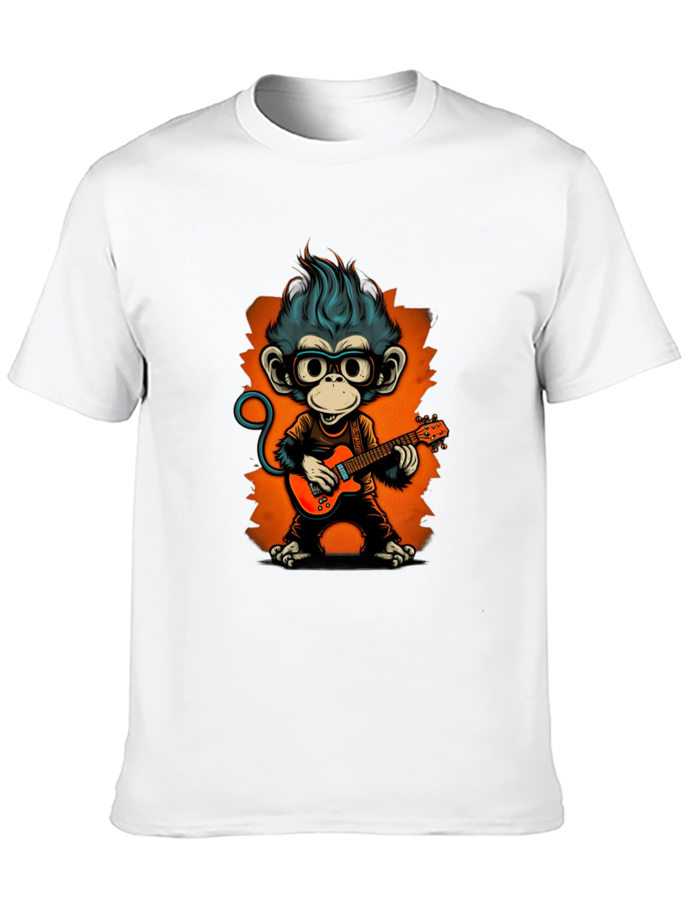 Black Cool Monkey Guitarist Graphic Tee view 10