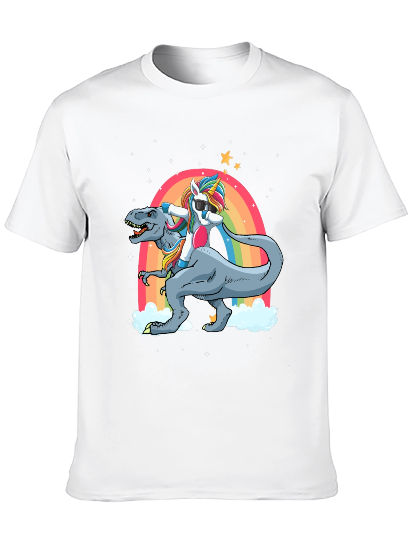 Black Unicorn Riding T-Rex T-Shirt view 10