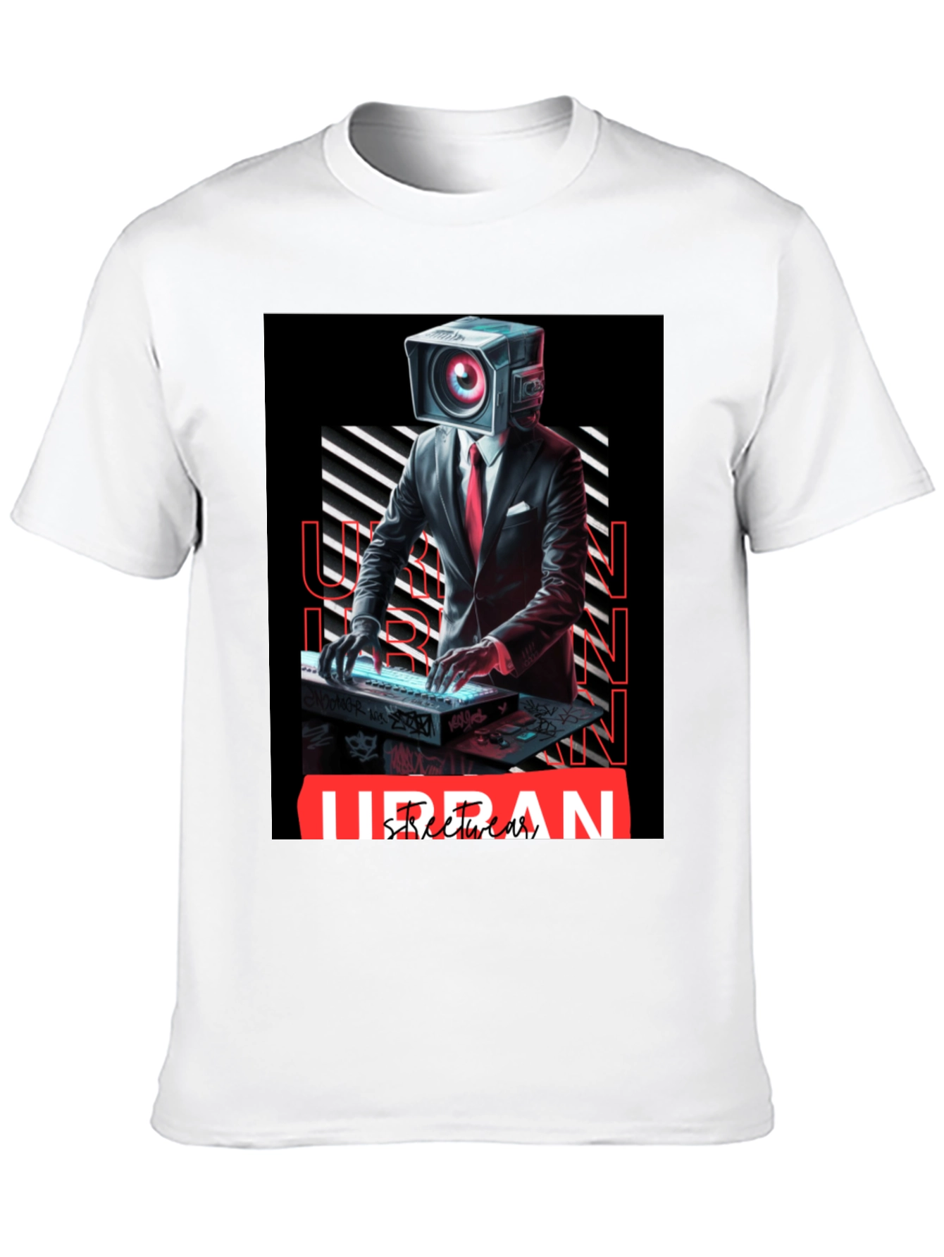 Black Urban Streetwear Camera Head DJ Graphic Tee view 10