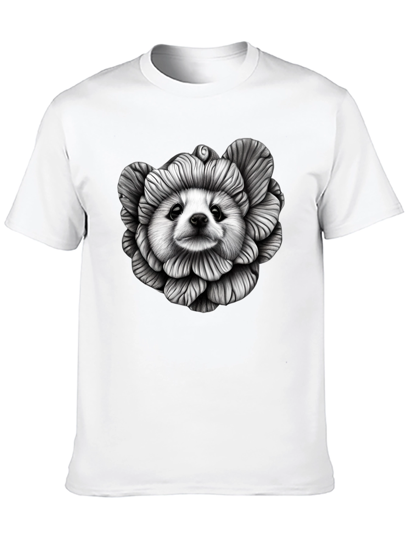 Black Dog Flower Graphic Tee - Unique Art T-Shirt view 10