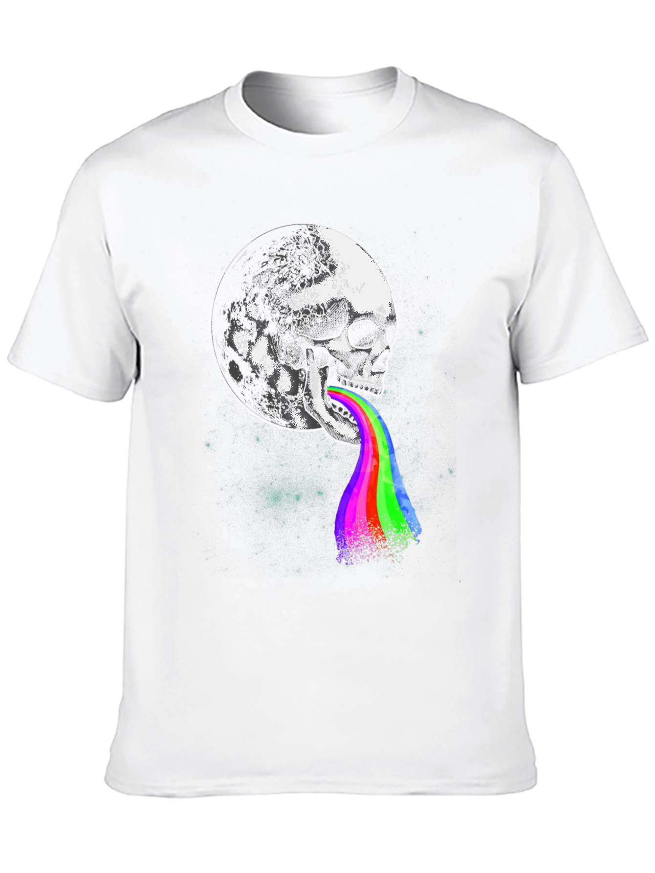 Black Skull Moon Rainbow Tongue Graphic Tee view 10