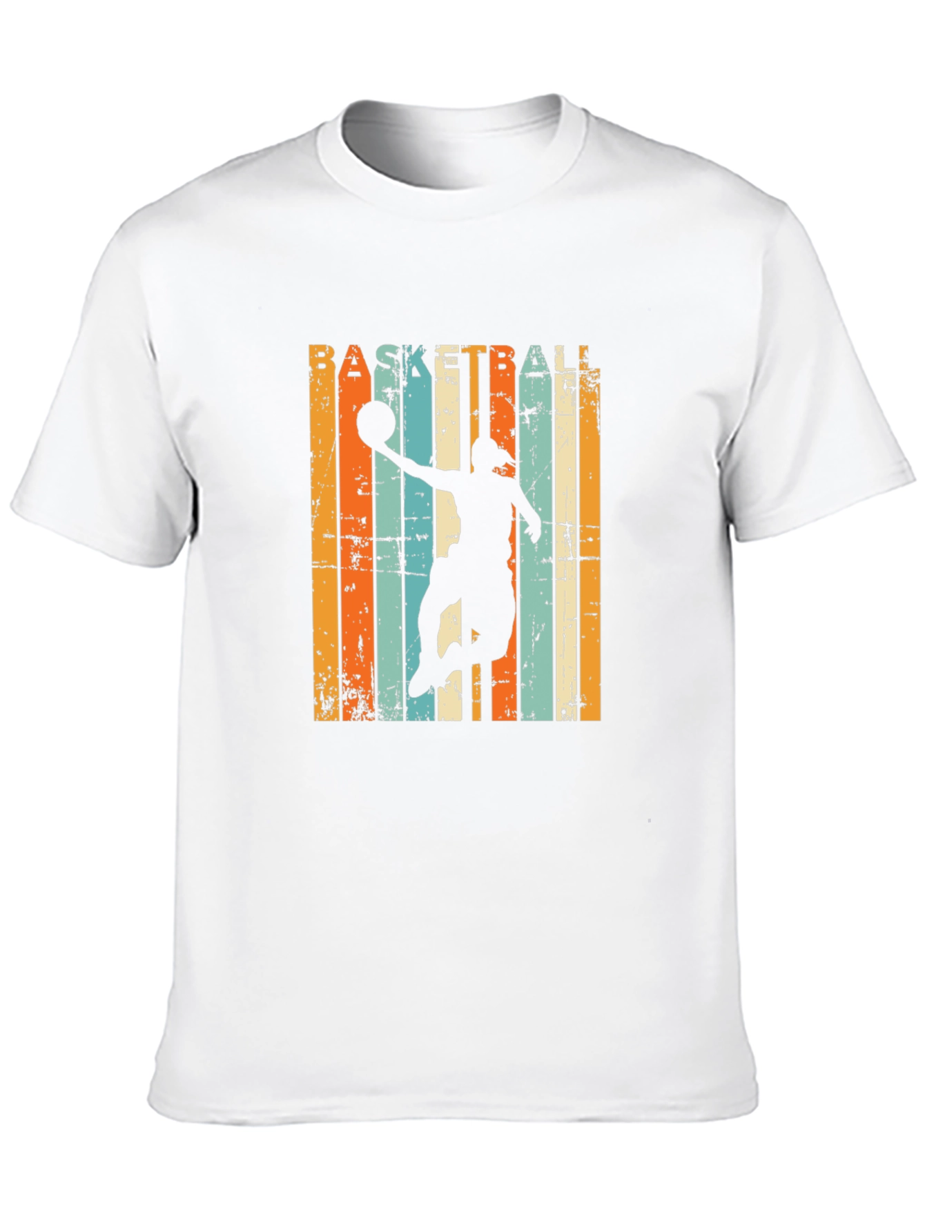Black Basketball Silhouette Retro Striped Graphic Tee view 10