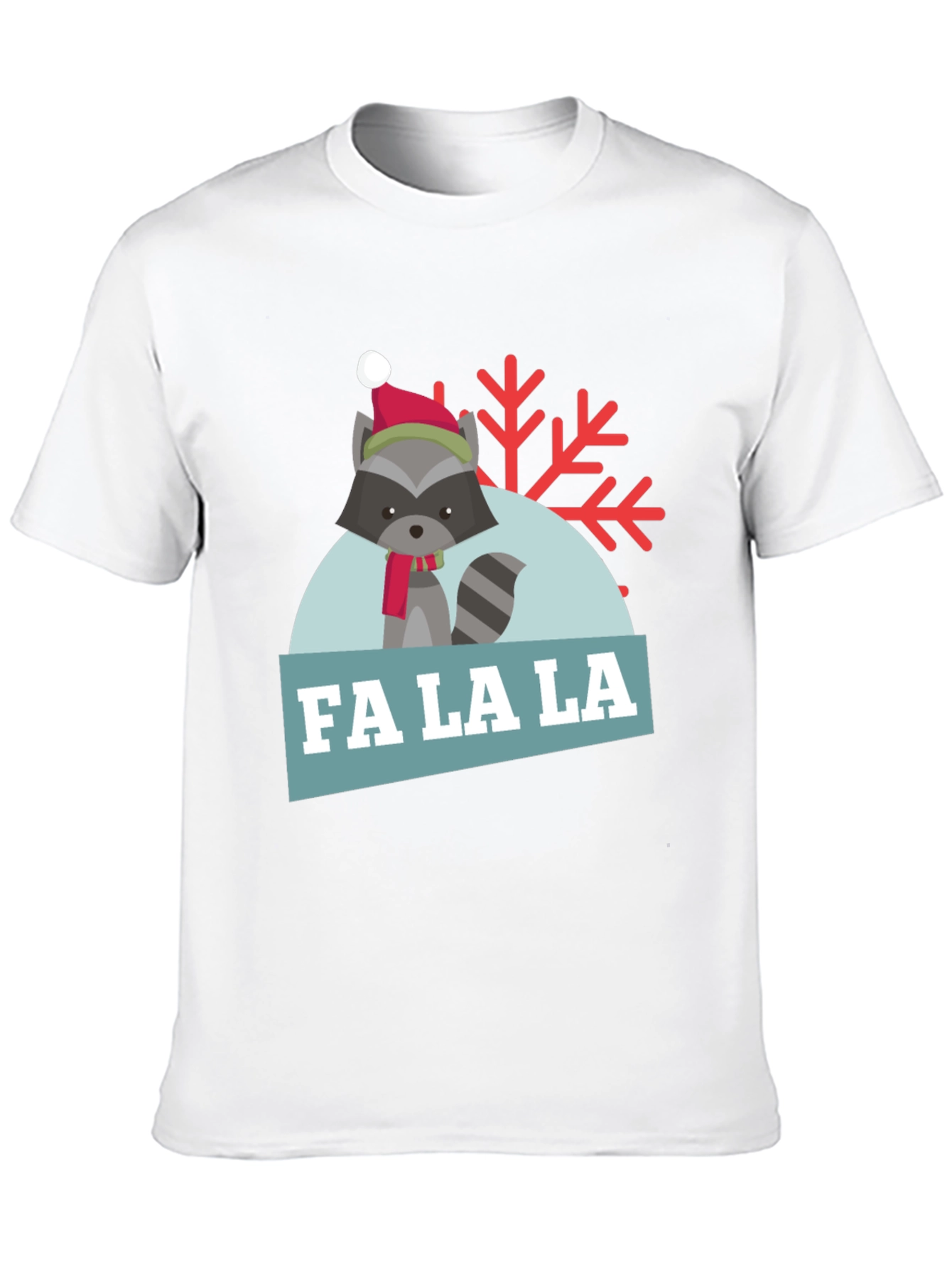 Black Festive Raccoon 'Fa La La' Holiday T-Shirt view 10
