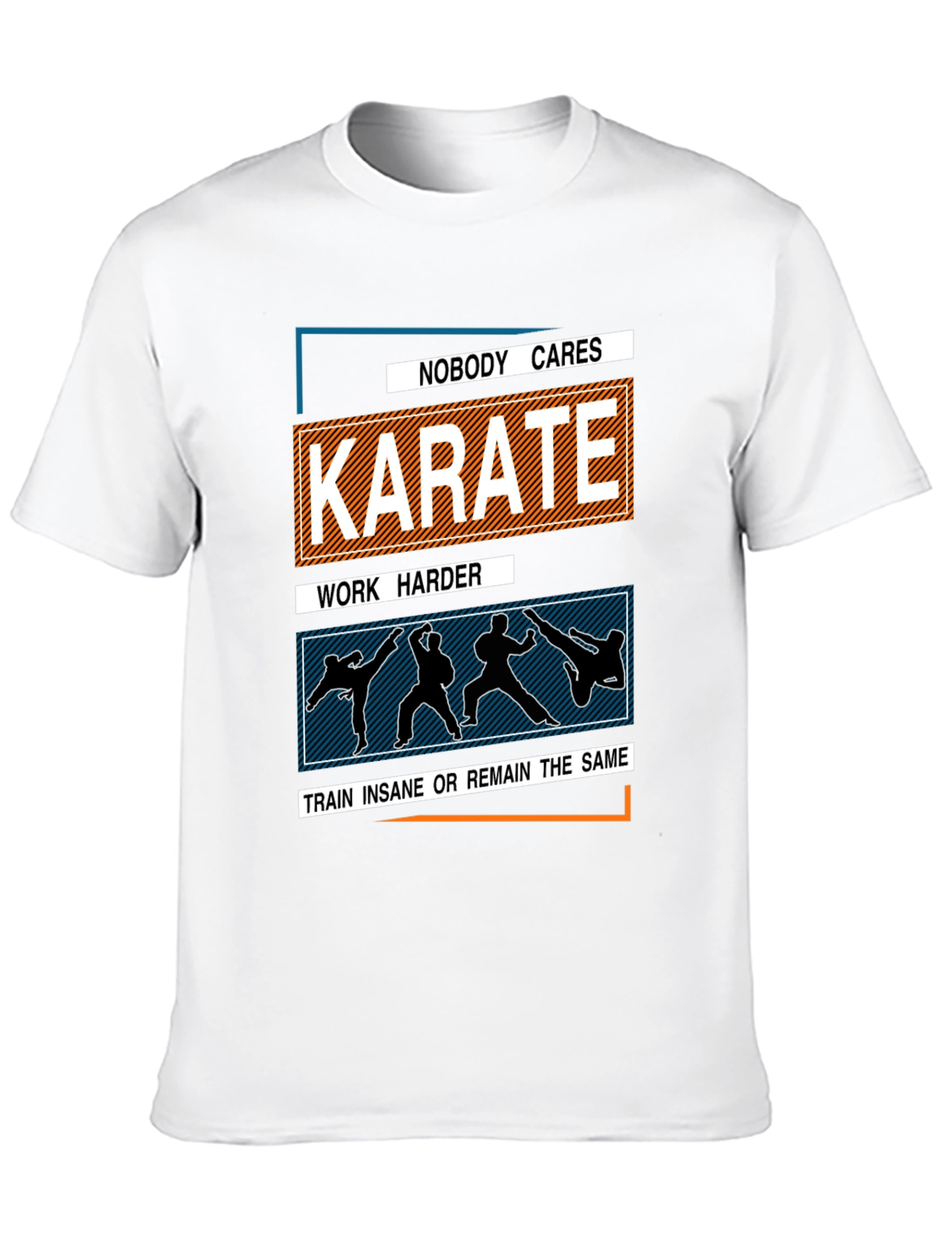 Black Karate Training T-Shirt: Nobody Cares, Work Harder view 10
