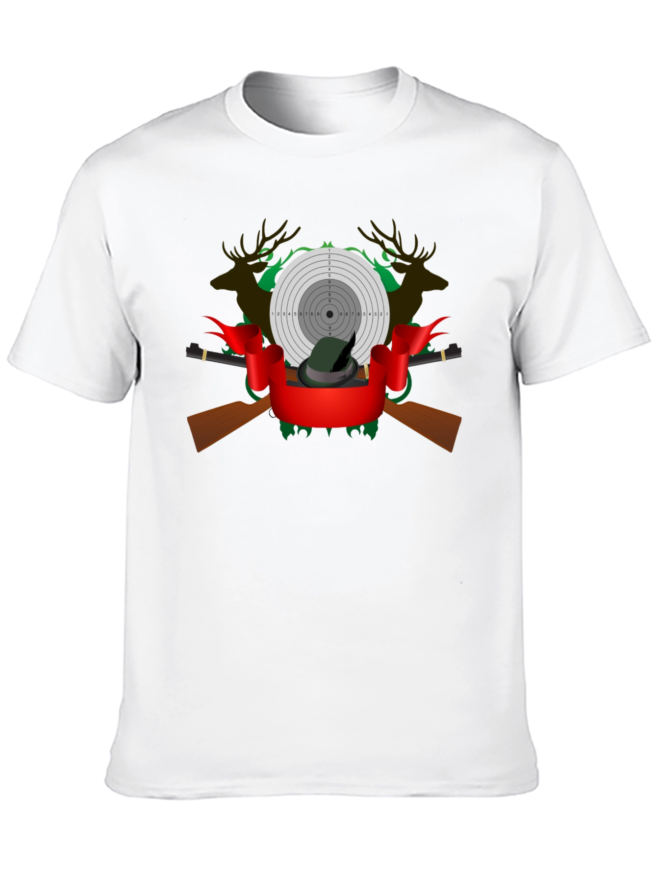 Black Hunting Graphic Tee - Deer, Target, and Rifle Design view 10