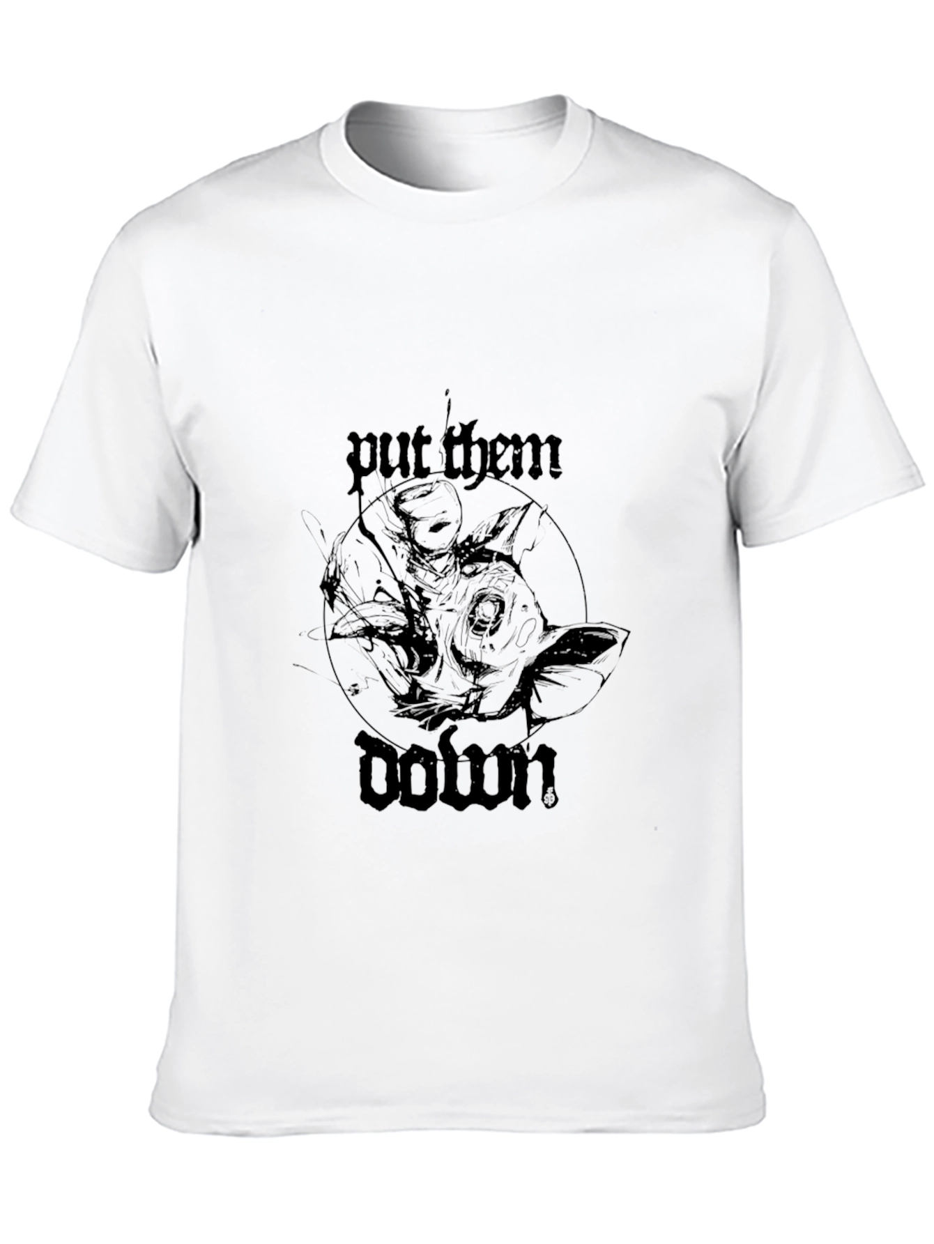 Black Put Them Down Graphic Tee - Stylish Black T-Shirt view 10