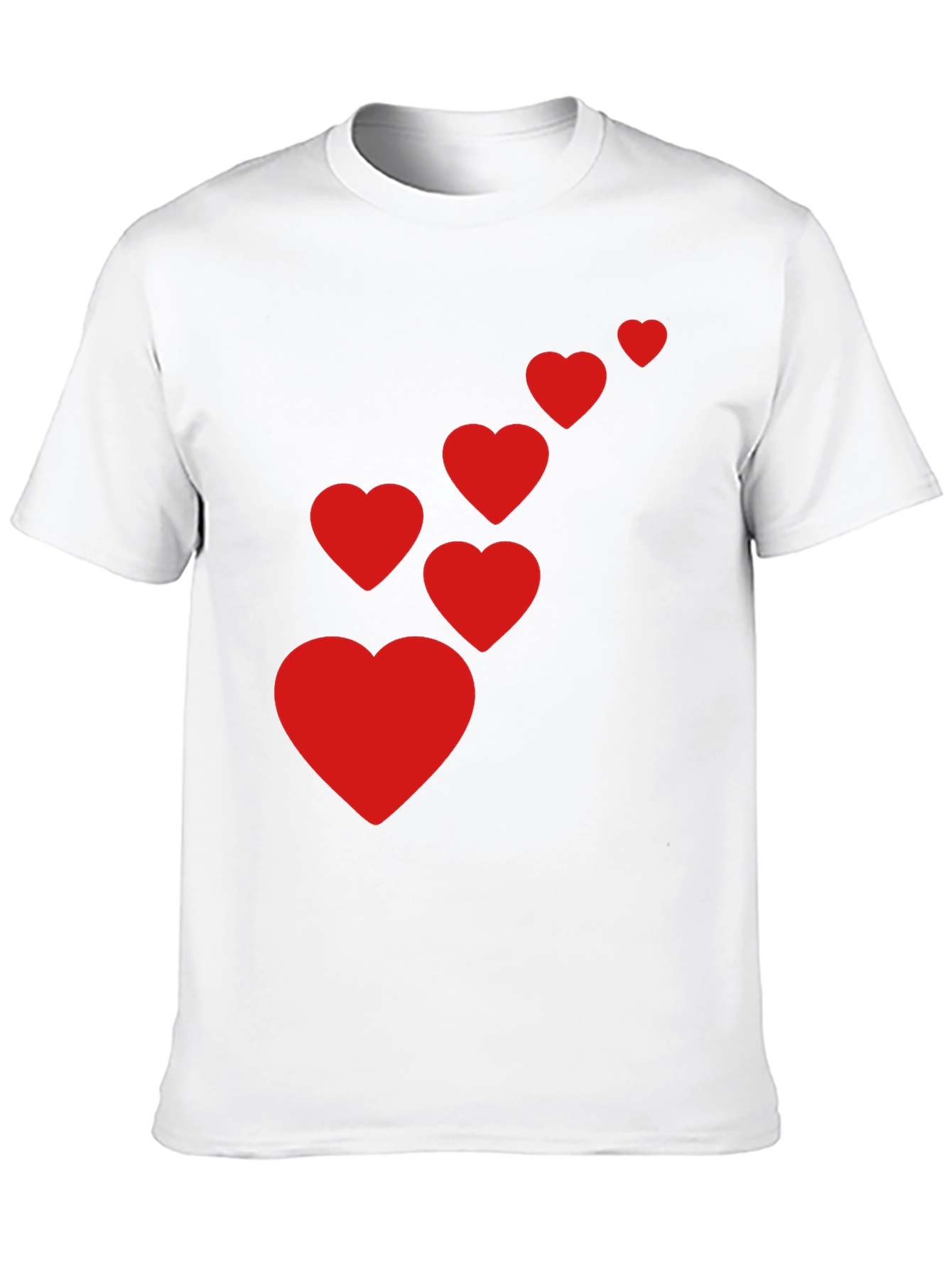 Black Men's Black T-Shirt with Red Heart Cascade view 10