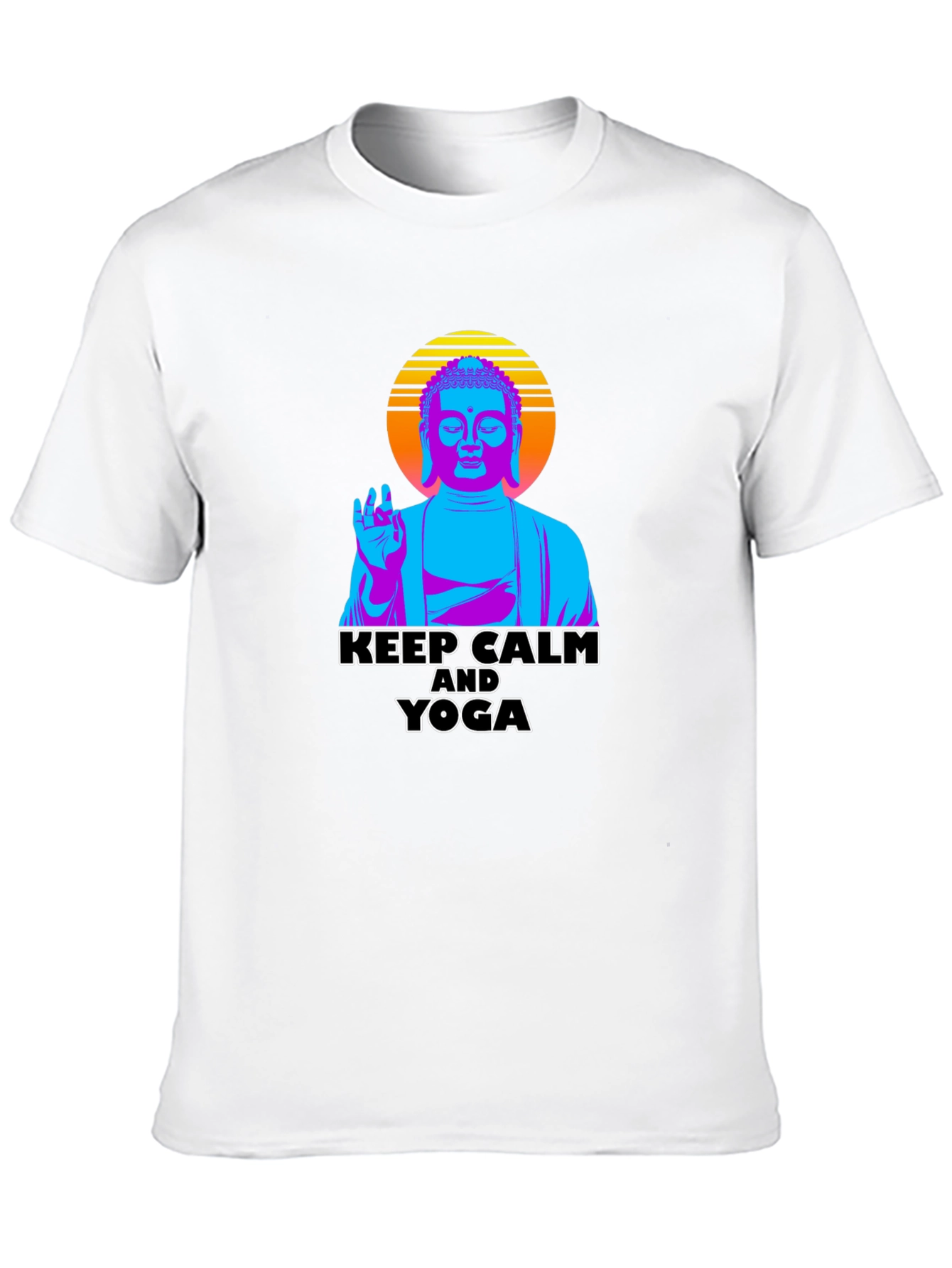 Black Keep Calm Yoga Buddha Graphic Tee view 10